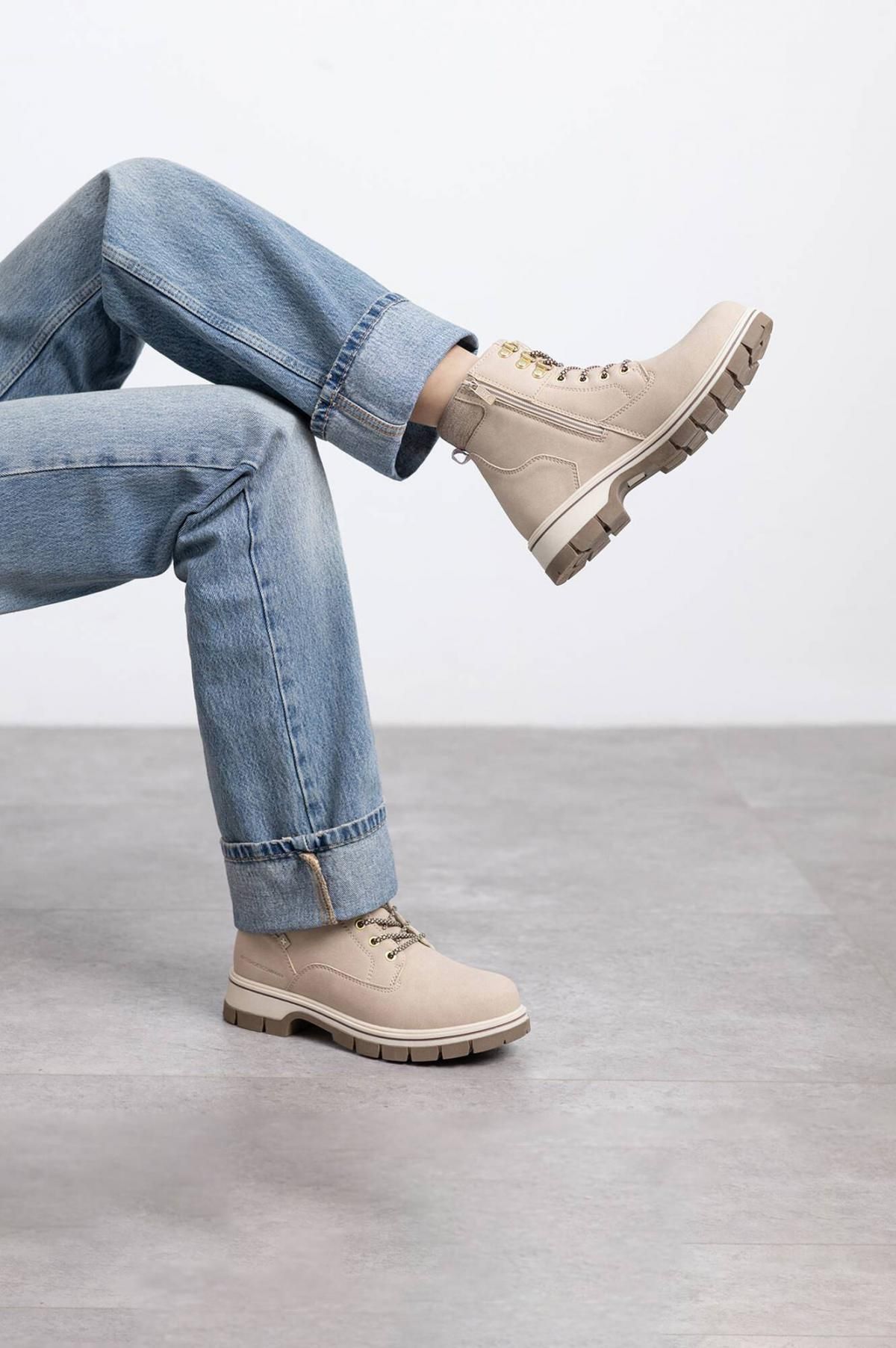 엑스티아이 베이지 밀리터리 스타일 여성 앵클부츠 1522760 BEIGE - 상세 이미지 2