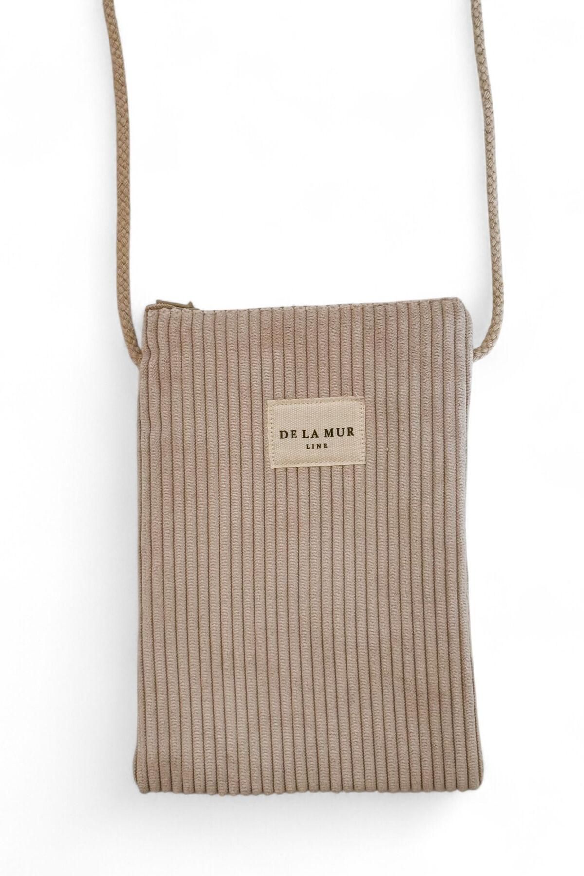 데라무르 코듀로이 베이지 미니 크로스 핸드폰 파우치 6622554 BEIGE - 메인 이미지