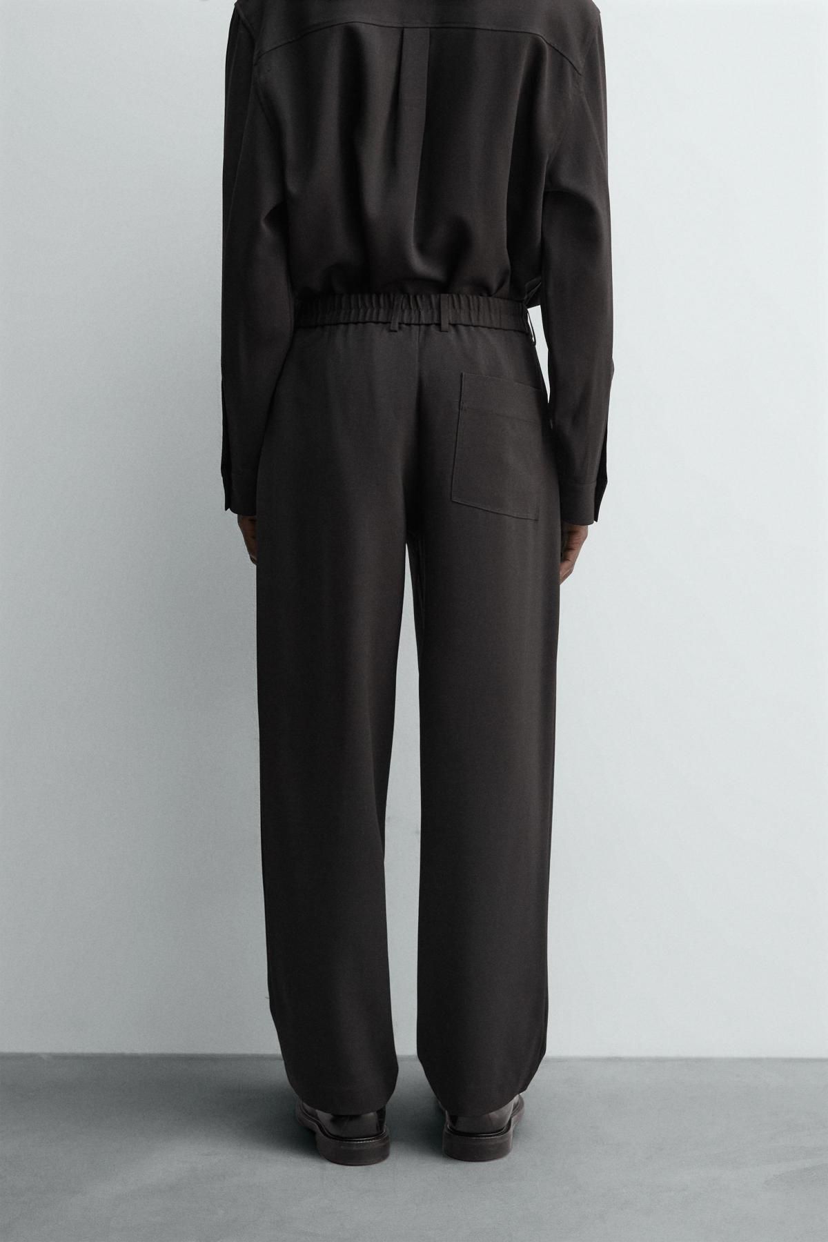 자라 와이드핏 테크니컬 슬랙스 팬츠 5854/115 BLACK - 상세 이미지 3