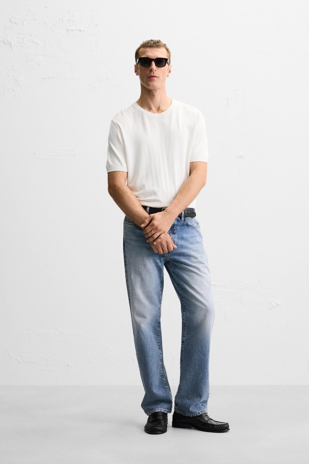 자라 미니멀 화이트 비스코스 블렌드 니트 반팔 티셔츠 0304/406 OYSTER-WHITE - 상세 이미지 2