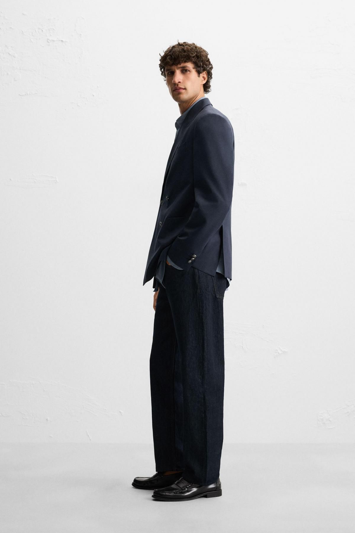 자라 울블렌드 더블브레스트 테일러드 재킷 1564/311 NAVY BLUE - 상세 이미지 5