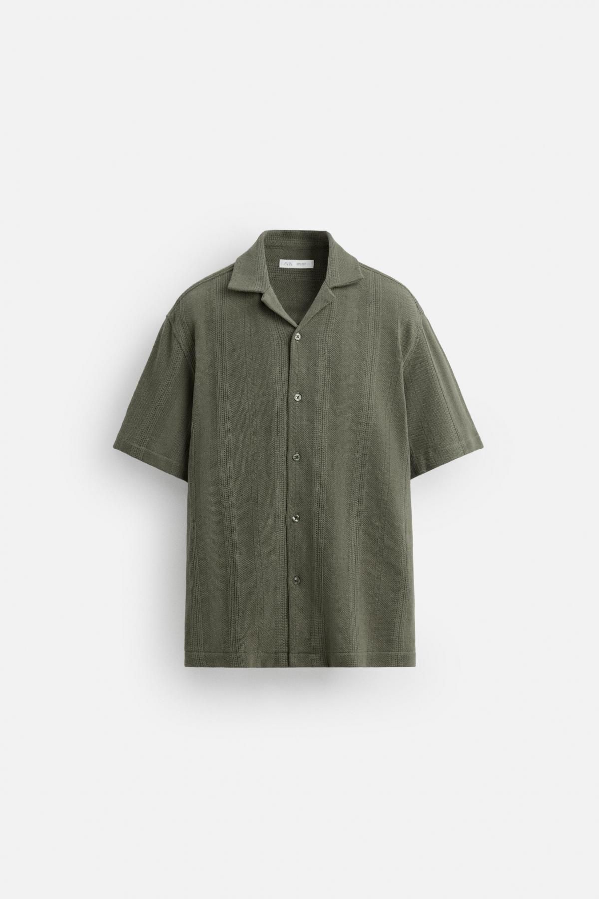 자라 텍스처 자카드 릴렉스핏 반팔셔츠 7545/307 MID-GREEN - 메인 이미지