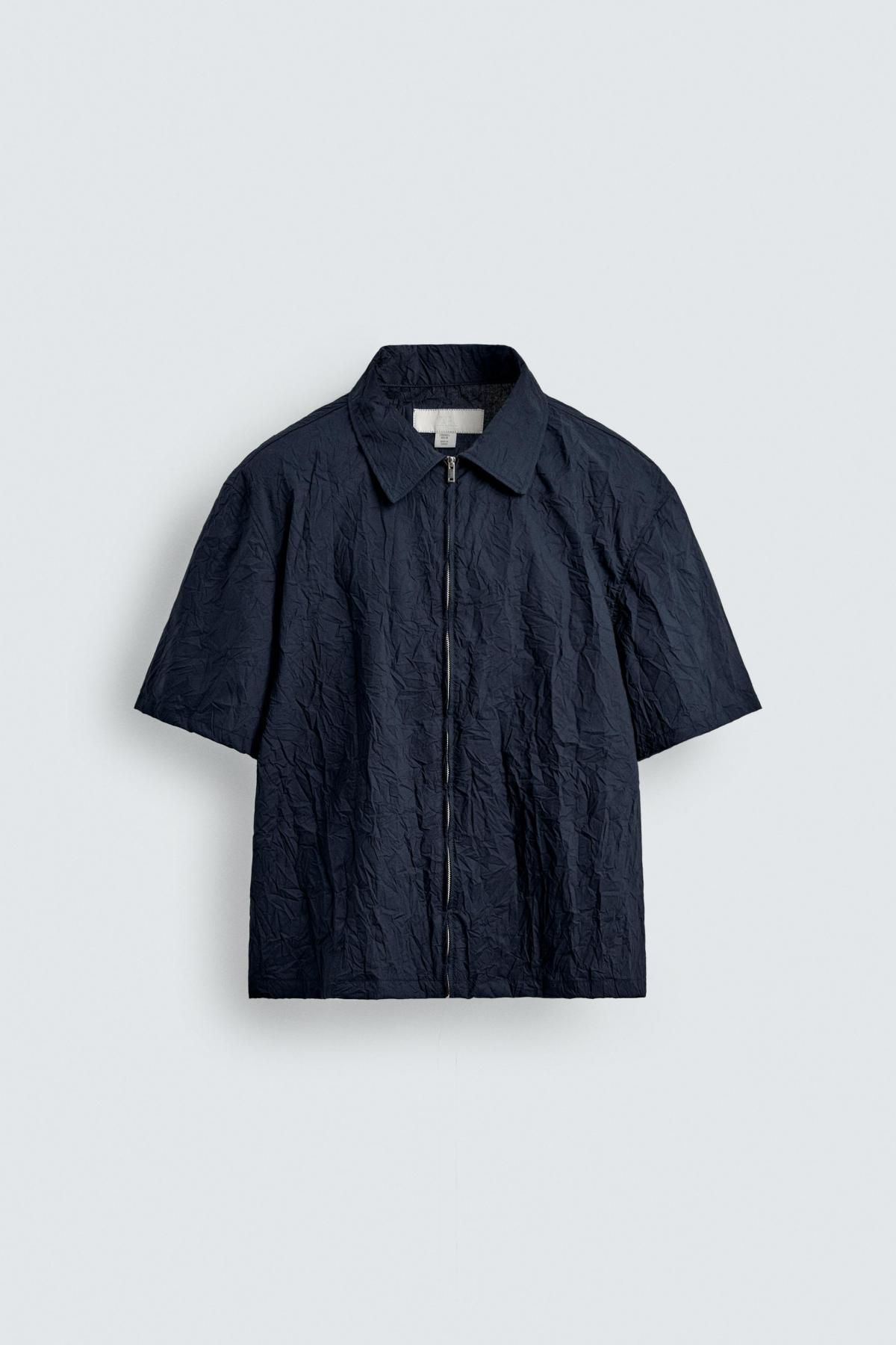 자라 링클 테크니컬 집업 반팔 셔츠 7545/347 NAVY BLUE - 메인 이미지