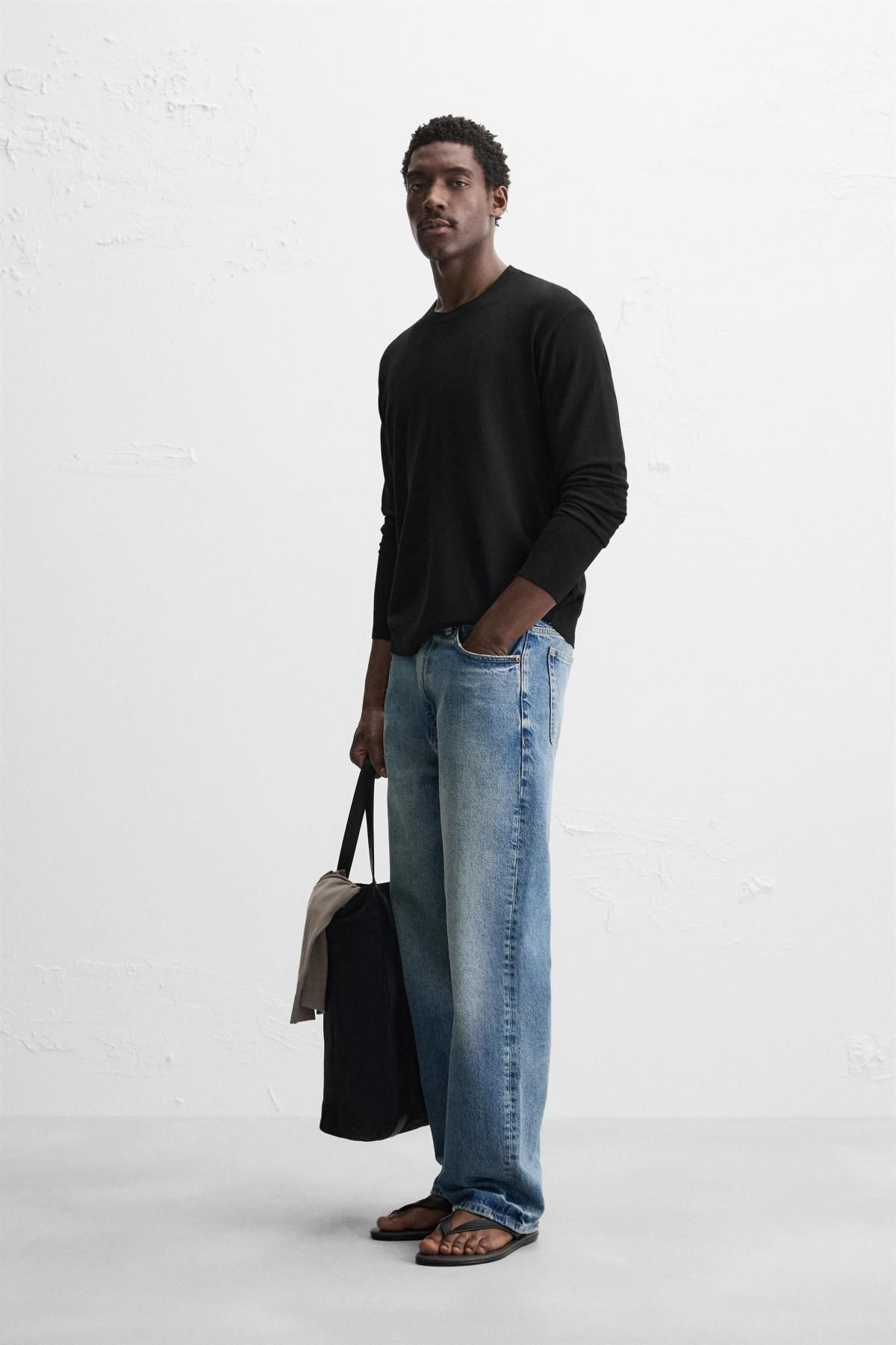 자라 텍스처 비스코스 블렌드 라운드 스웨터 2621/301 BLACK - 상세 이미지 5