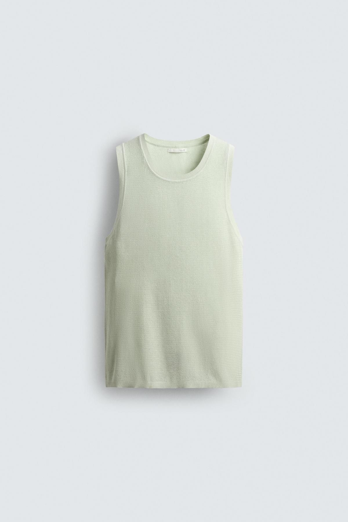 자라 텍스처 릴렉스핏 니트 민소매 탑 5536/305 LIGHT BLUE - 메인 이미지