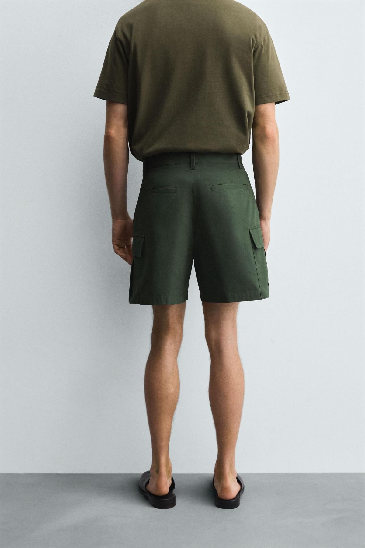 자라 레귤러핏 코튼 테크니컬 카고 버뮤다 팬츠 2675/310 DARK GREEN - 상세 이미지 3