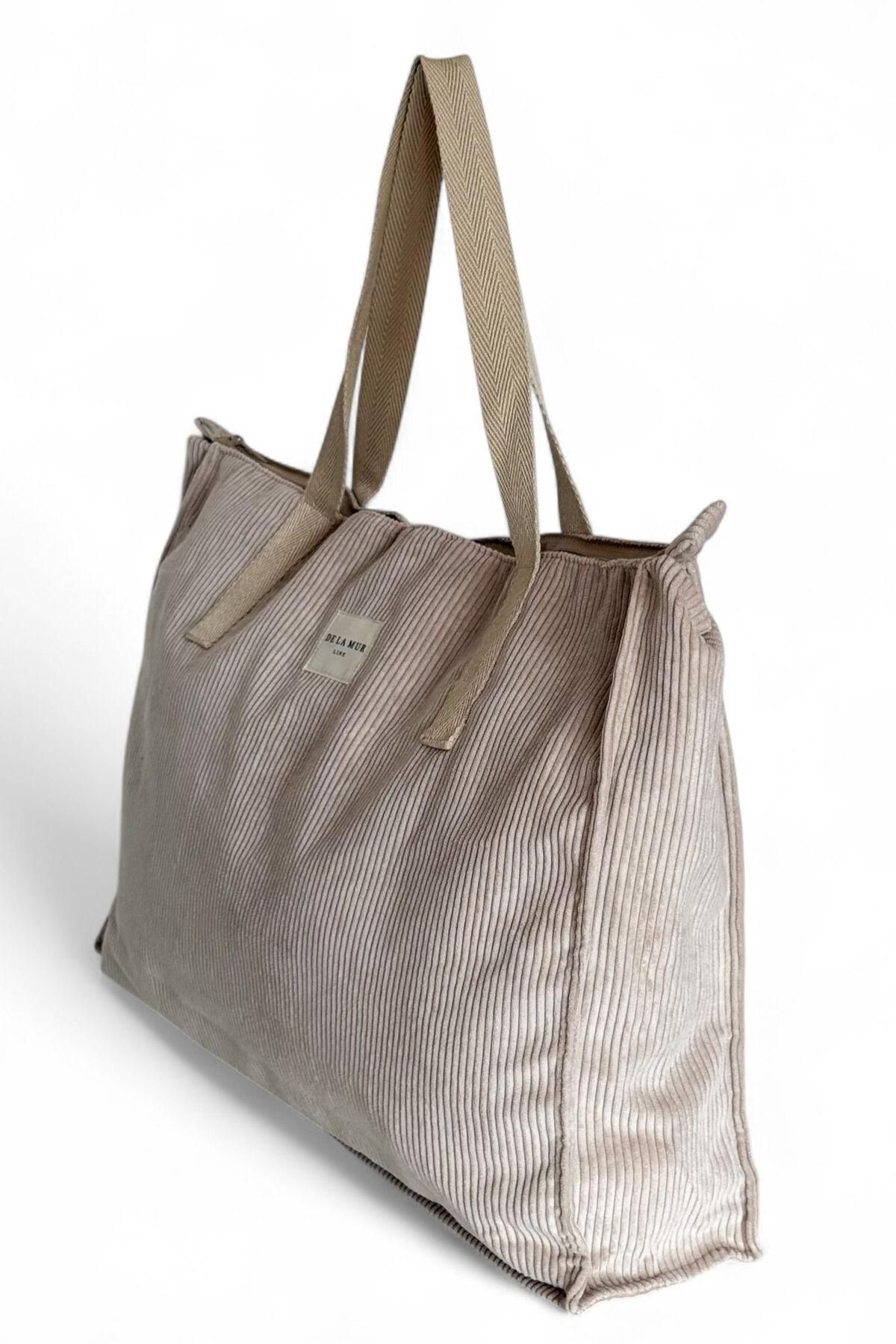 데라무르 베이직 코듀로이 위켄드 토트백 6622563 BEIGE - 상세 이미지 4