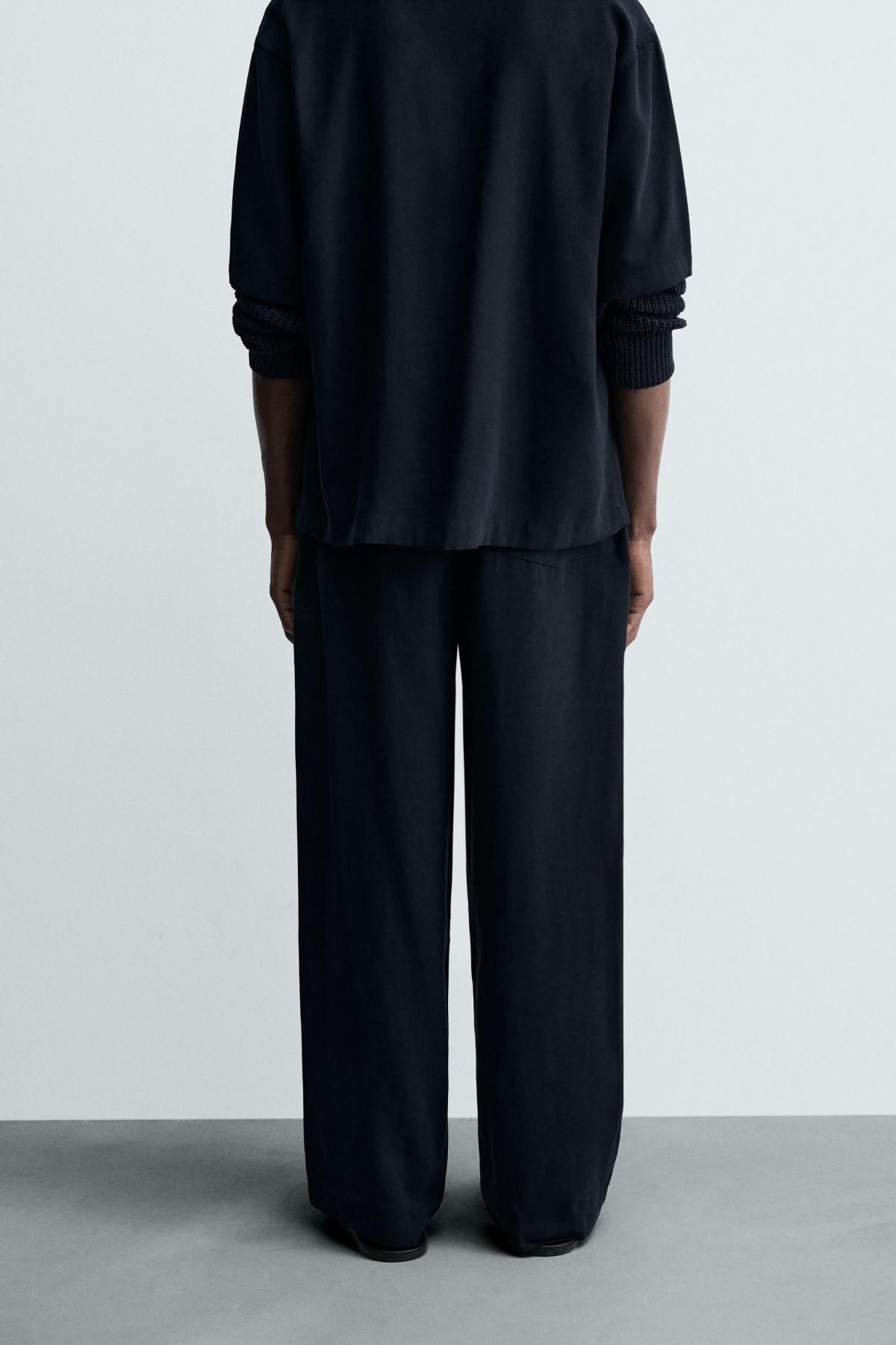 자라 와이드 릴랙스핏 테크니컬 벨트 팬츠 1195/336 NAVY BLUE - 상세 이미지 3