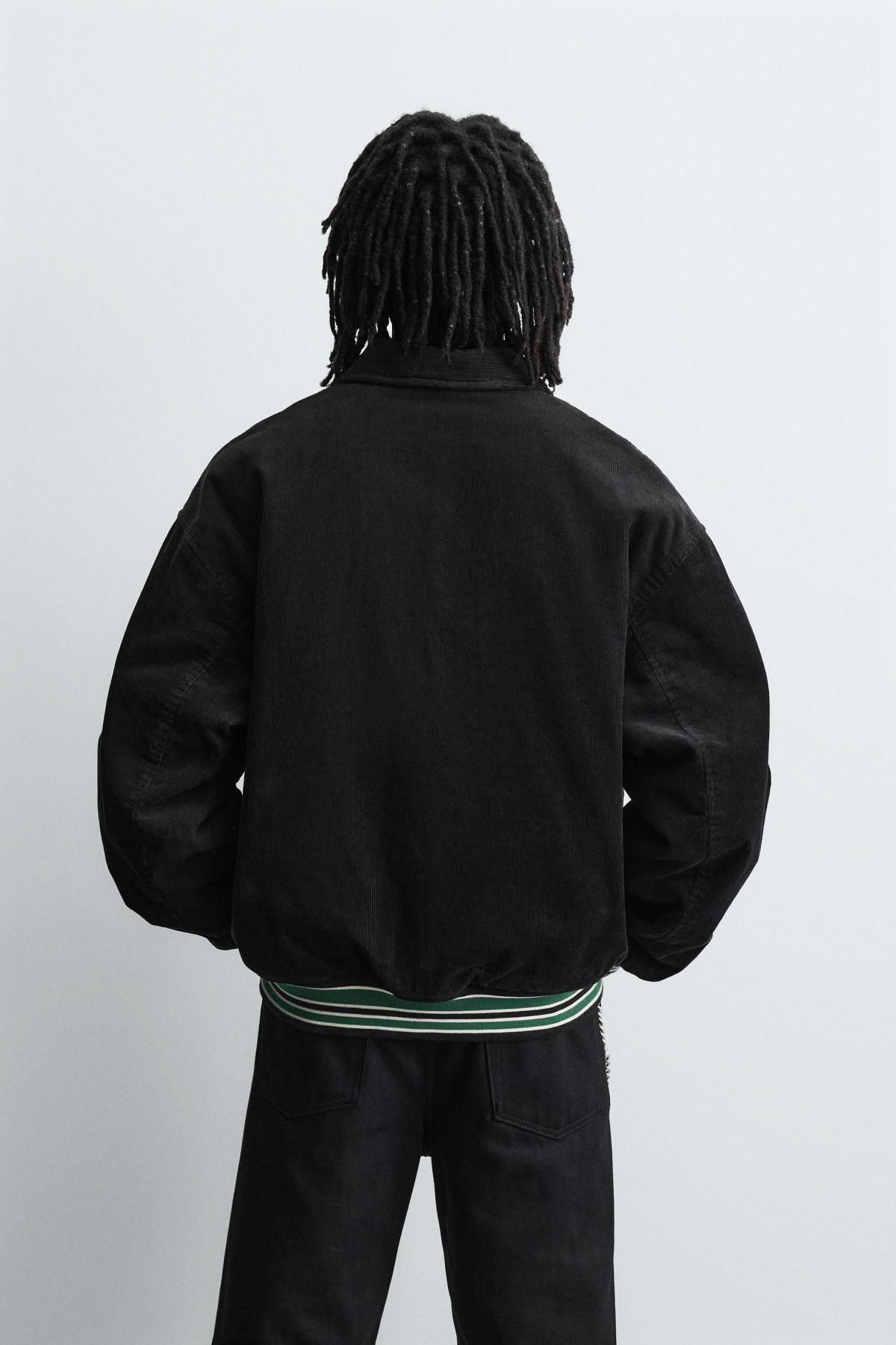 자라 자수 패치 코듀로이 바시티 자켓 6318/420 BLACK - 상세 이미지 4