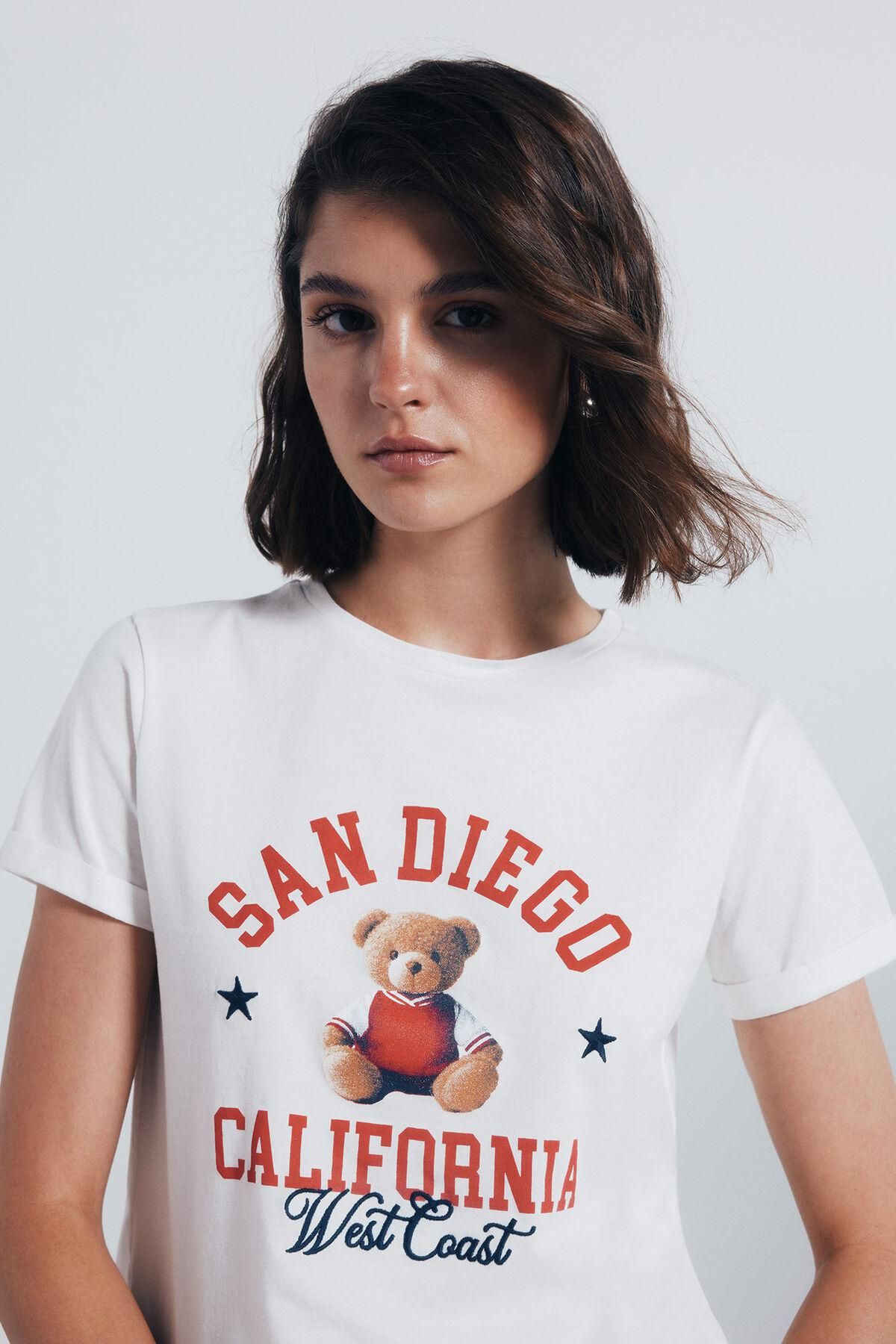 스프링필드 그래픽 베어 프린트 반팔 티셔츠 1382480 NUDE - 상세 이미지 4