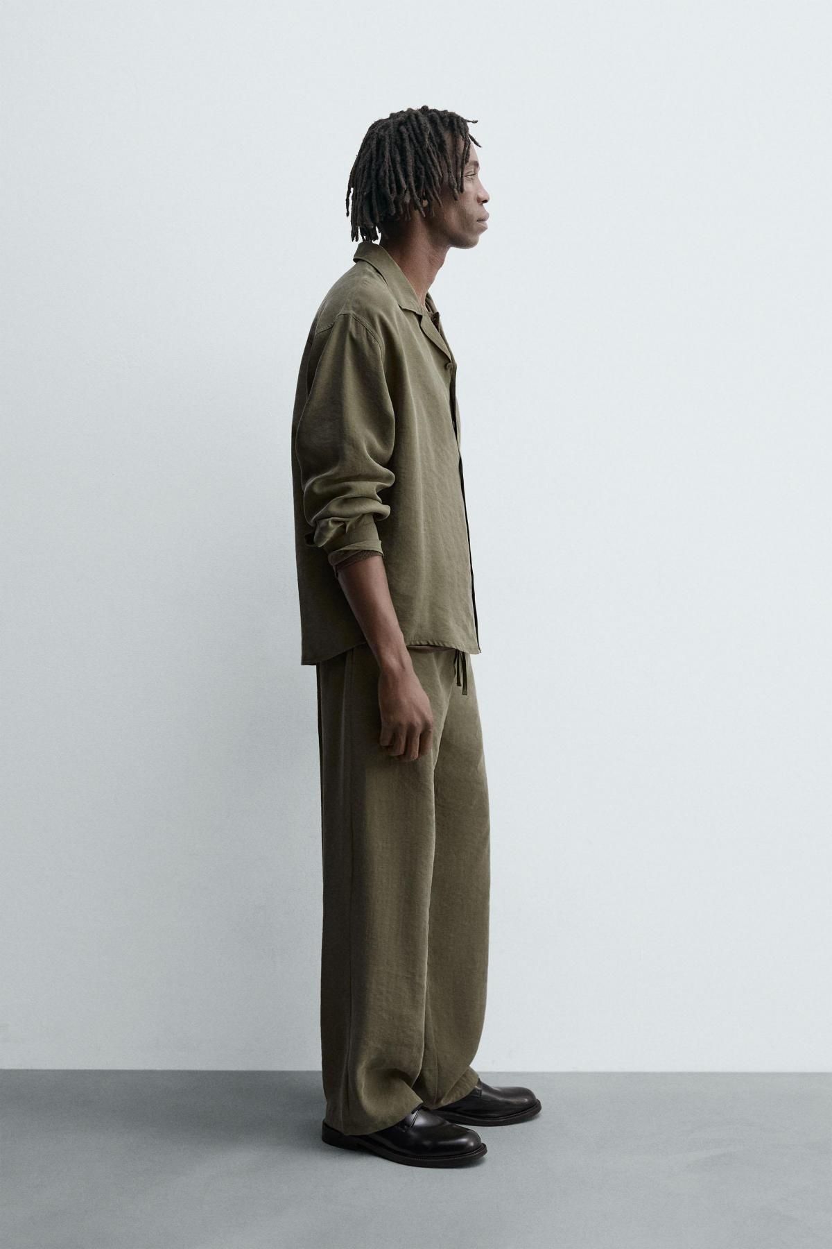 자라 릴렉스핏 모달 블렌드 와이드 팬츠 6726/029 KHAKI - 상세 이미지 4