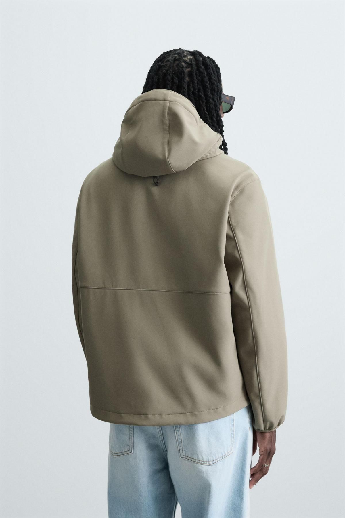 자라 테크니컬 컴팩트 플리스 후드 집업 재킷 3918/420 LIGHT KHAKI - 상세 이미지 4