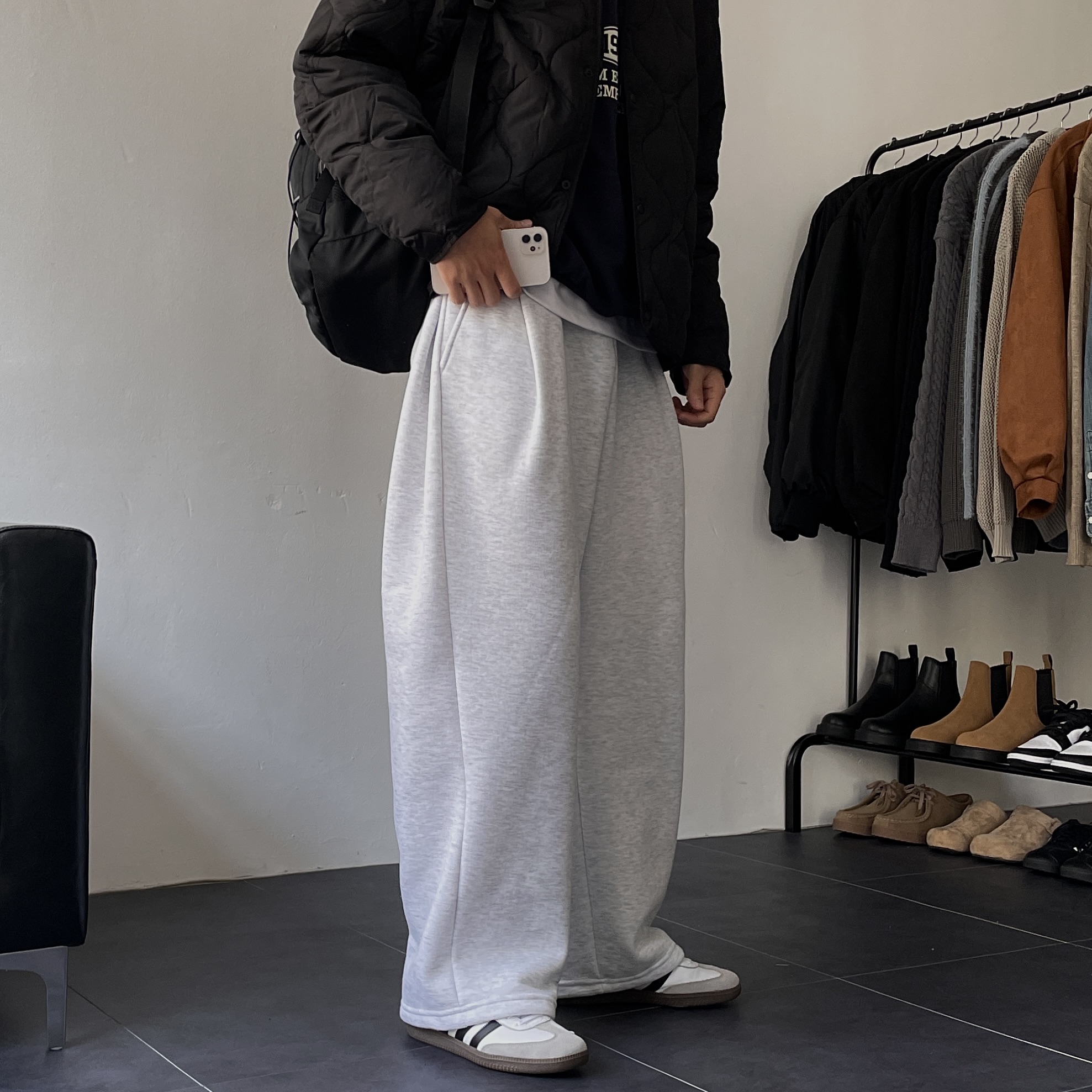 남성기모밴딩바지 스웻팬츠 남자와이드팬츠 - 상세 이미지 5