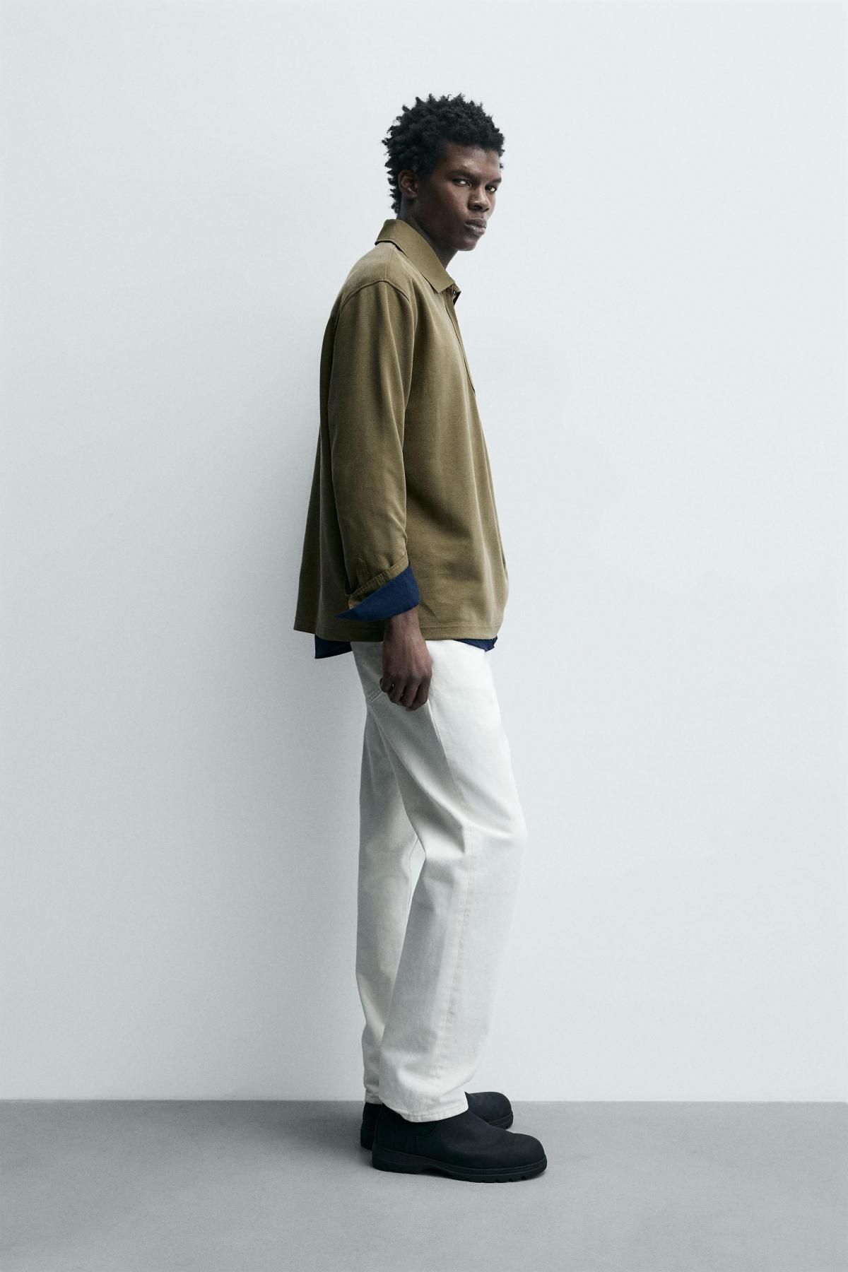 자라 테크니컬 피케 워싱 긴팔 폴로 셔츠 4092/356 WASHED GREEN - 상세 이미지 5