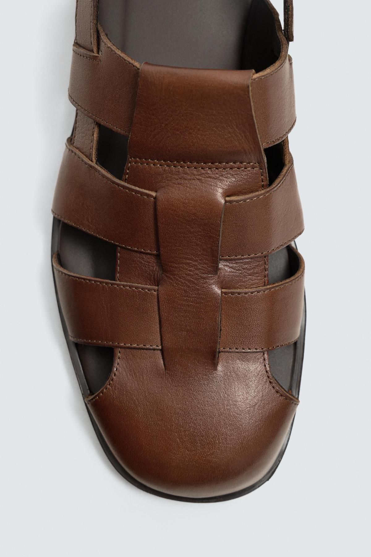 자라 프리미엄 레더 케이지 스트랩 샌들 2478/620 BROWN - 상세 이미지 3