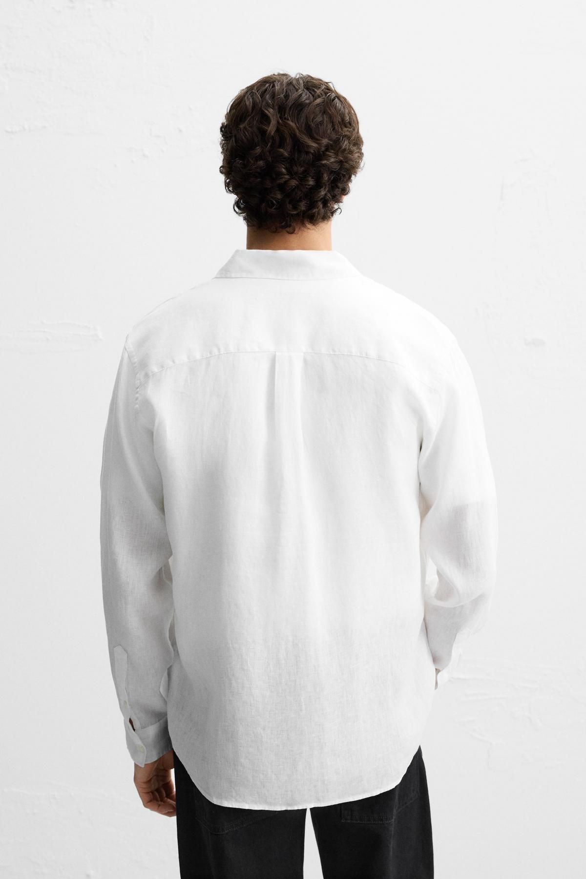 자라 100 리넨 셔츠 1063/310 WHITE - 상세 이미지 4