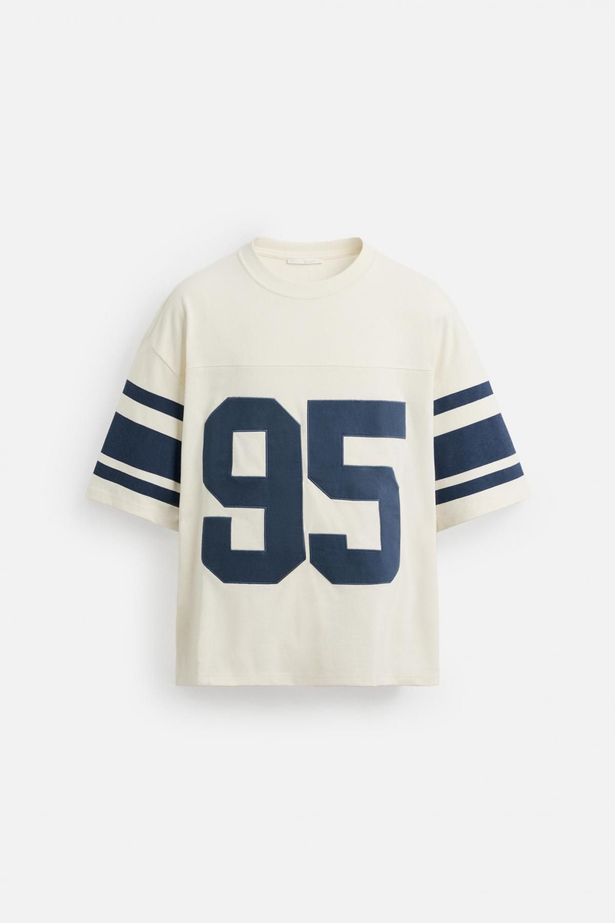 자라 바시티 프린트 오버핏 반팔 티셔츠 4393/431 WHITE - 메인 이미지