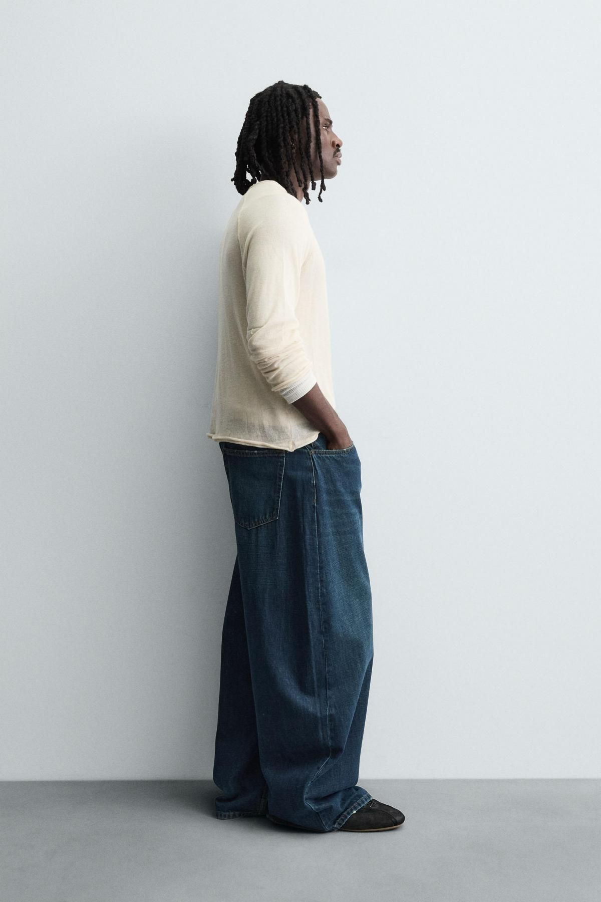 자라 와이드핏 배기 데님 볼륨 청바지 0840/303 DARK NAVY - 상세 이미지 4
