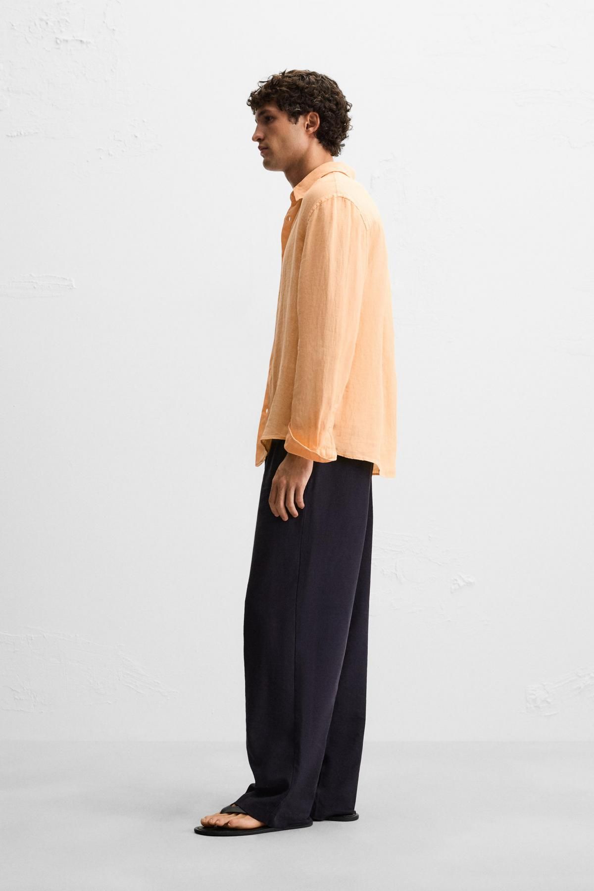 자라 프리미엄 린넨 긴팔 셔츠 4024/159 TANGERINE - 상세 이미지 5