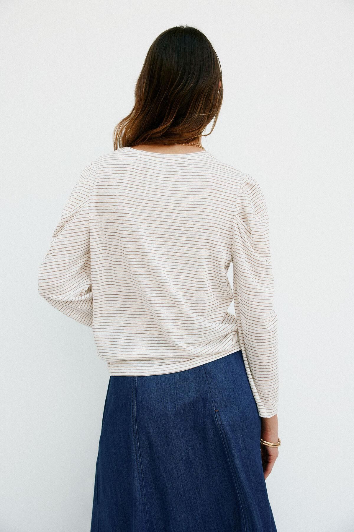 호스 인트로피아 스트라이프 라운드넥 긴팔 티셔츠 9102344 BEIGE - 상세 이미지 4