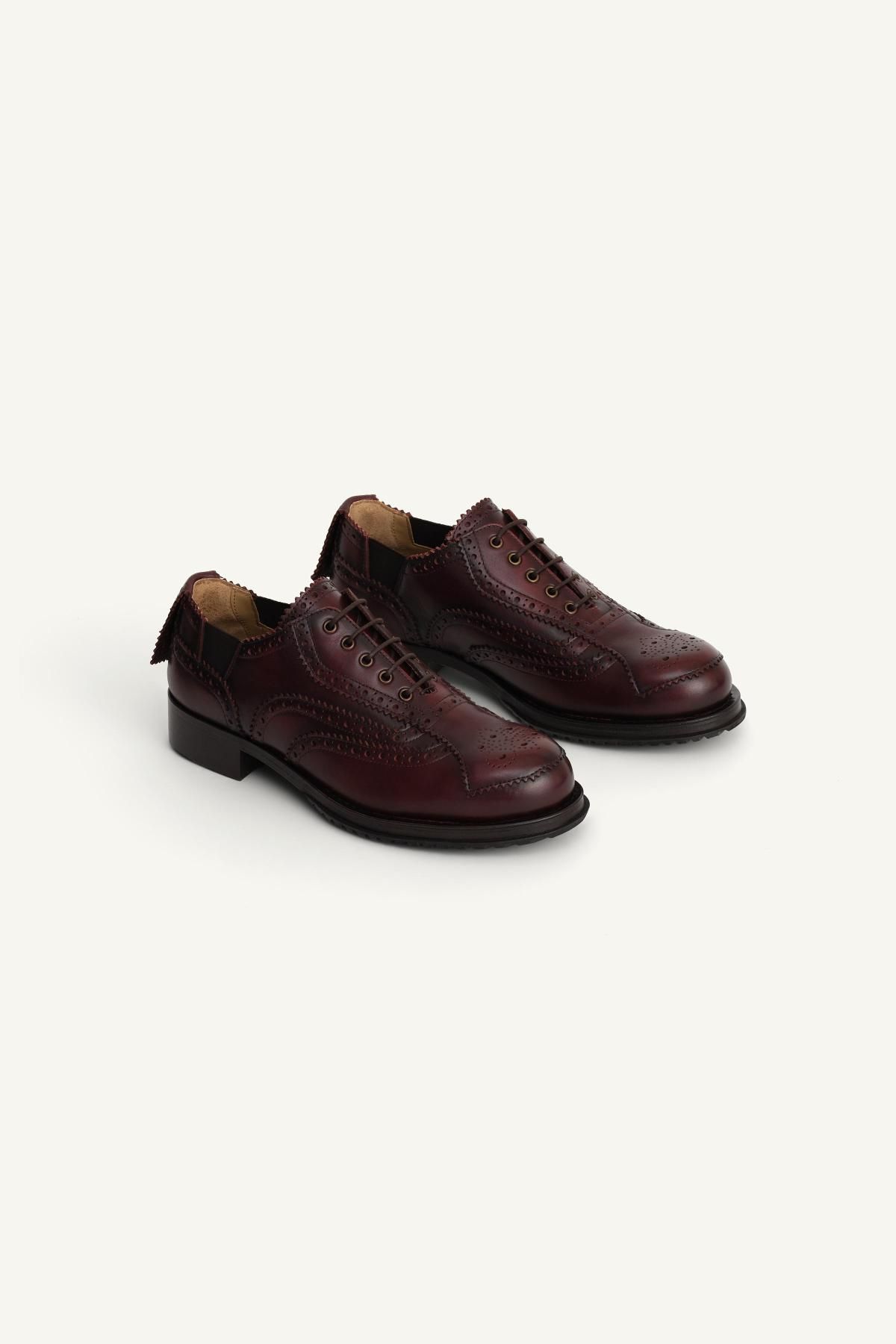 자라 한정판 클래식 브로그 레더 슈즈 2467/620 BURGUNDY RED - 상세 이미지 2