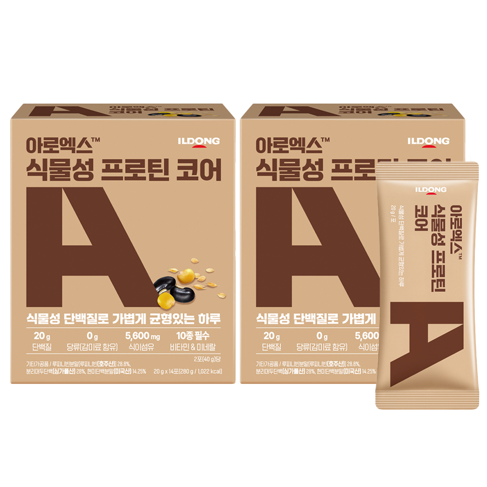 아로엑스 식물성 프로틴 코어 단백질 파우더 쉐이크 14포 2박스 - 상품 이미지