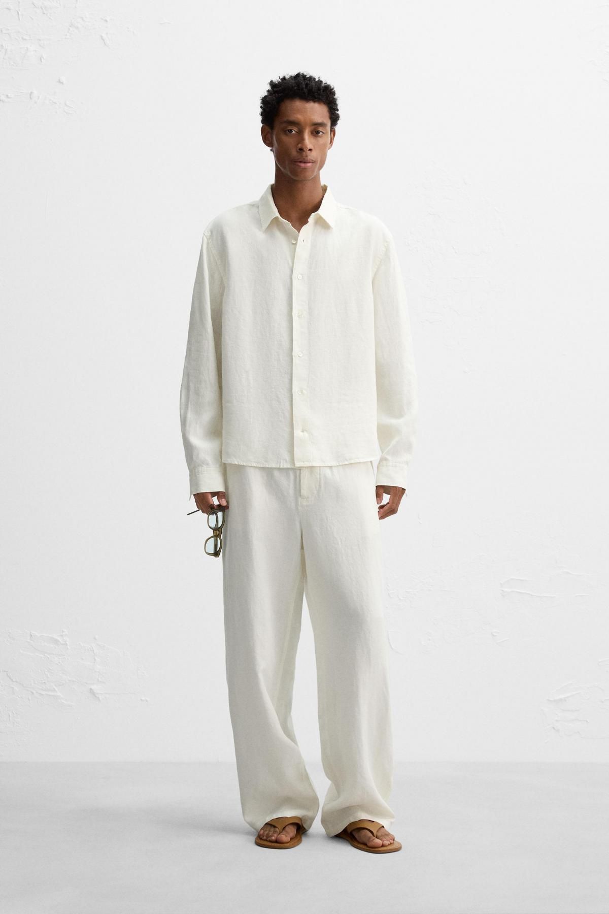자라 릴렉스핏 오가닉 헴프 긴팔 셔츠 5344/412 OYSTER-WHITE - 상세 이미지 2