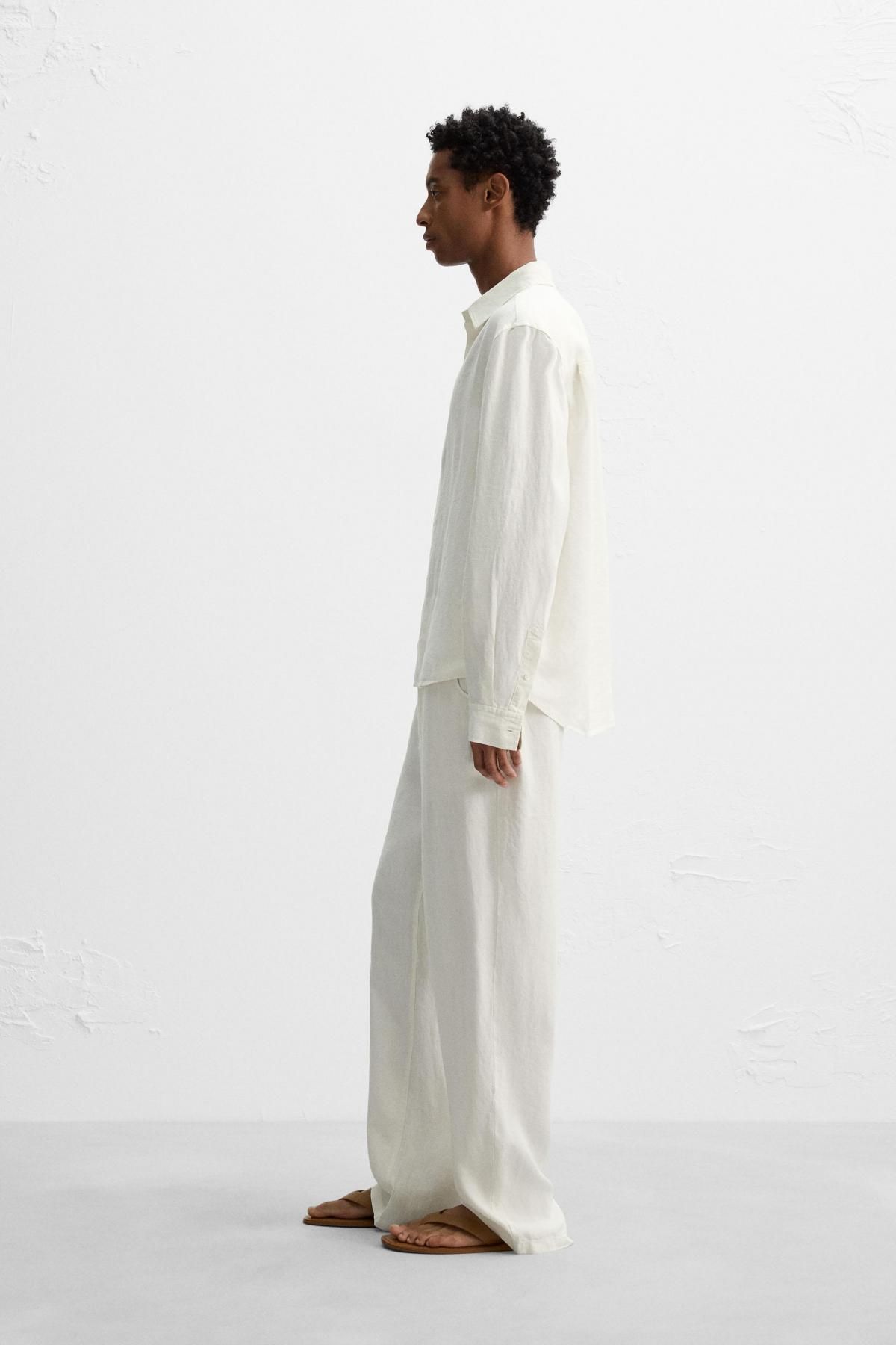 자라 릴렉스핏 오가닉 헴프 긴팔 셔츠 5344/412 OYSTER-WHITE - 상세 이미지 5
