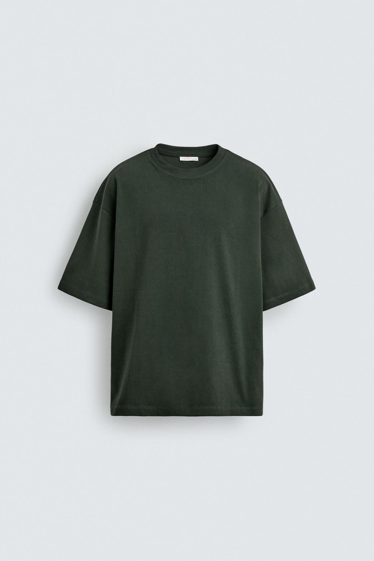 자라 미니멀 비즈 코튼 반팔 스웨트셔츠 5584/324 MID-GREEN - 메인 이미지