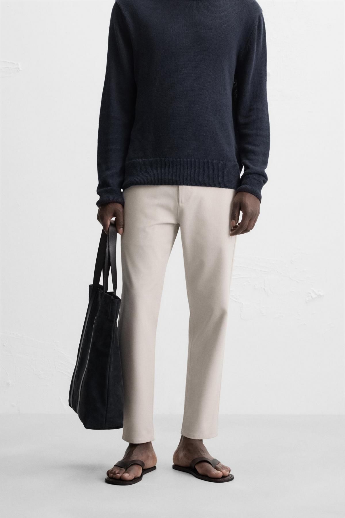 자라 컴포트 텍스처 슬림핏 팬츠 0706/650 LIGHT SAND - 상세 이미지 3