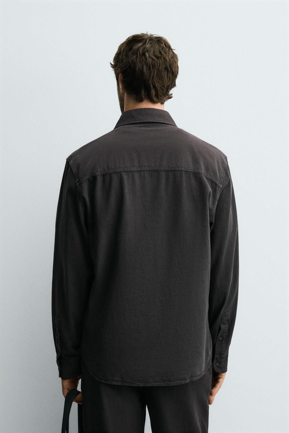 자라 워싱 코튼린넨 테크니컬 긴팔 셔츠 2599/302 CHARCOAL - 상세 이미지 4