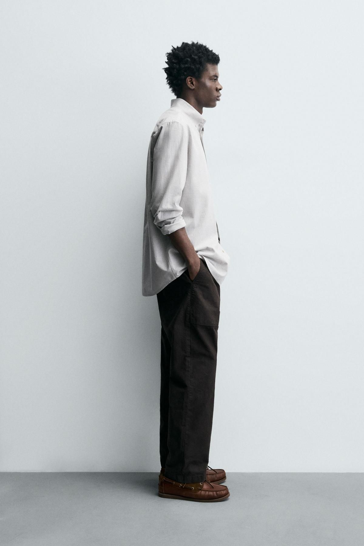자라 체크 레귤러핏 코튼 긴팔 셔츠 0975/791 WHITE / GREY - 상세 이미지 5