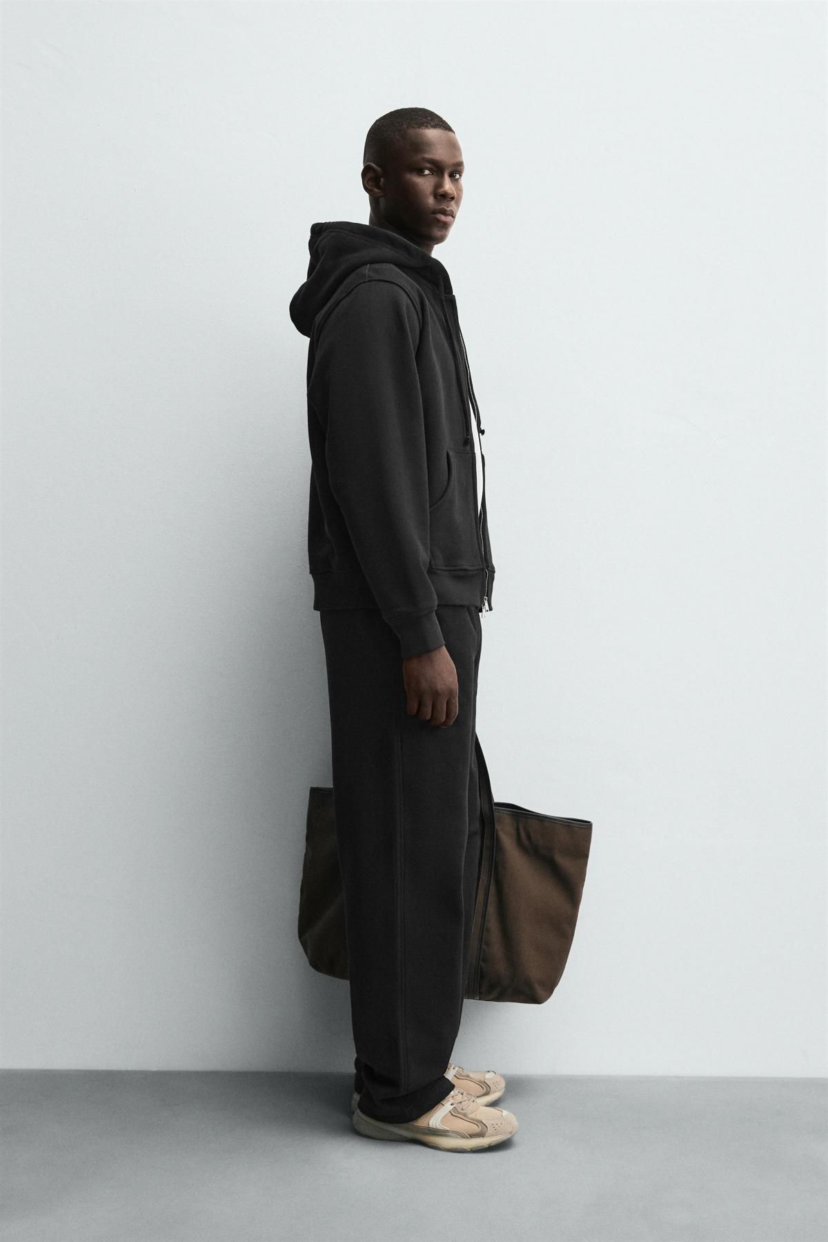 자라 헤비웨이트 블랙 집업 후드 스웨트셔츠 4087/355 BLACK - 상세 이미지 5