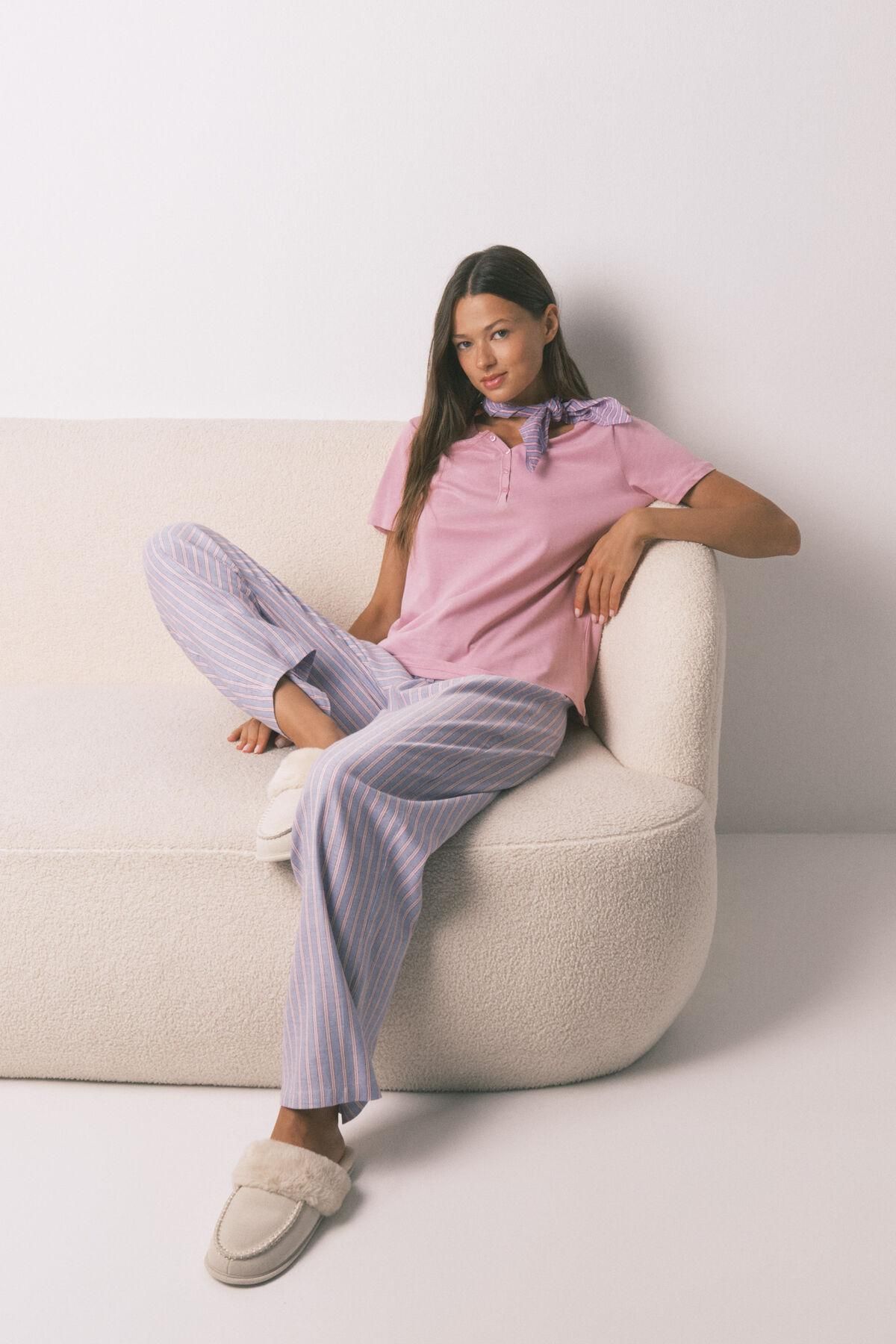 우먼시크릿 멀티 스트라이프 프린트 코튼 팬츠 3702251 AZUL - 상세 이미지 2