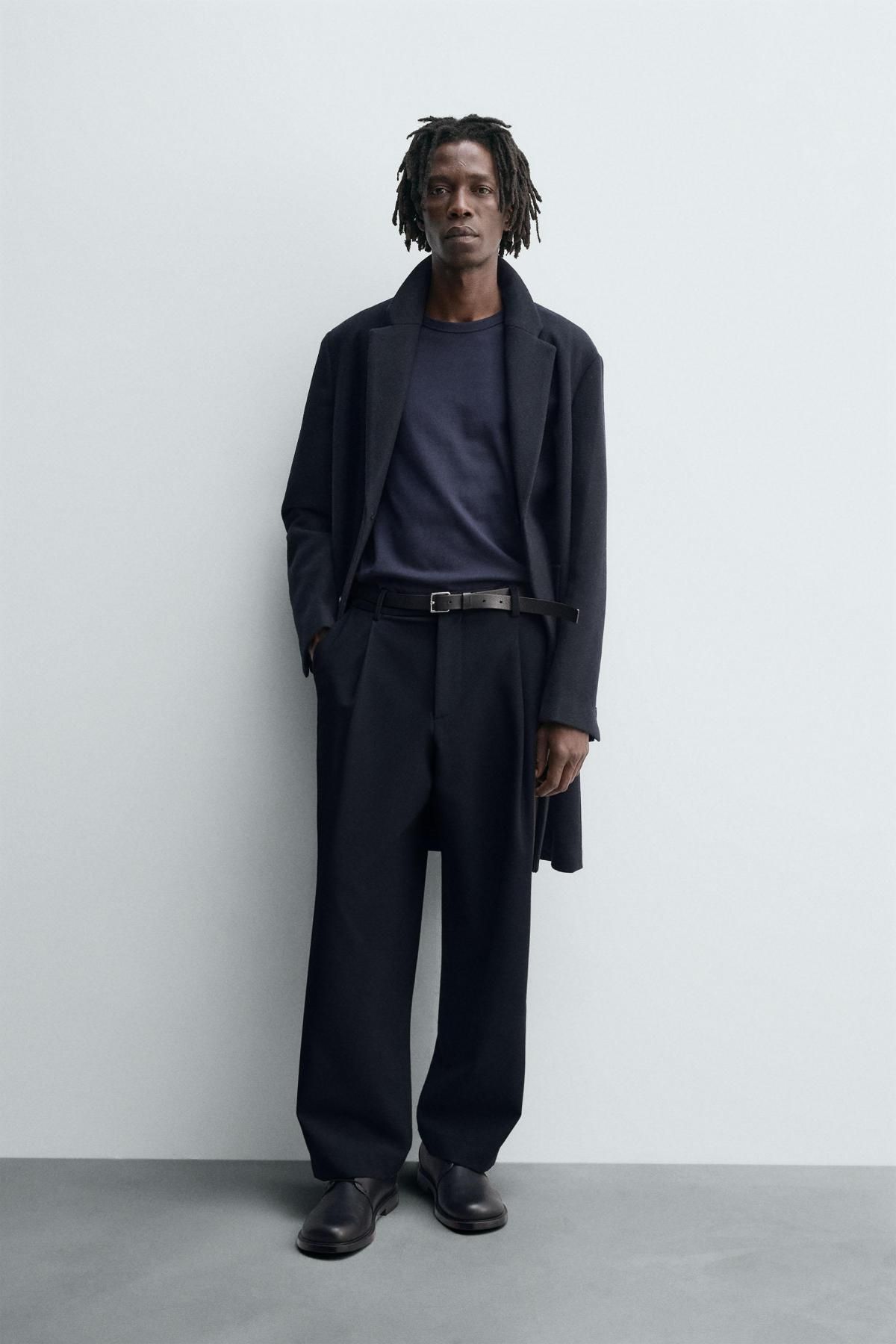 자라 테크니컬 울 블렌드 레귤러핏 싱글 코트 5070/100 NAVY BLUE - 상세 이미지 2