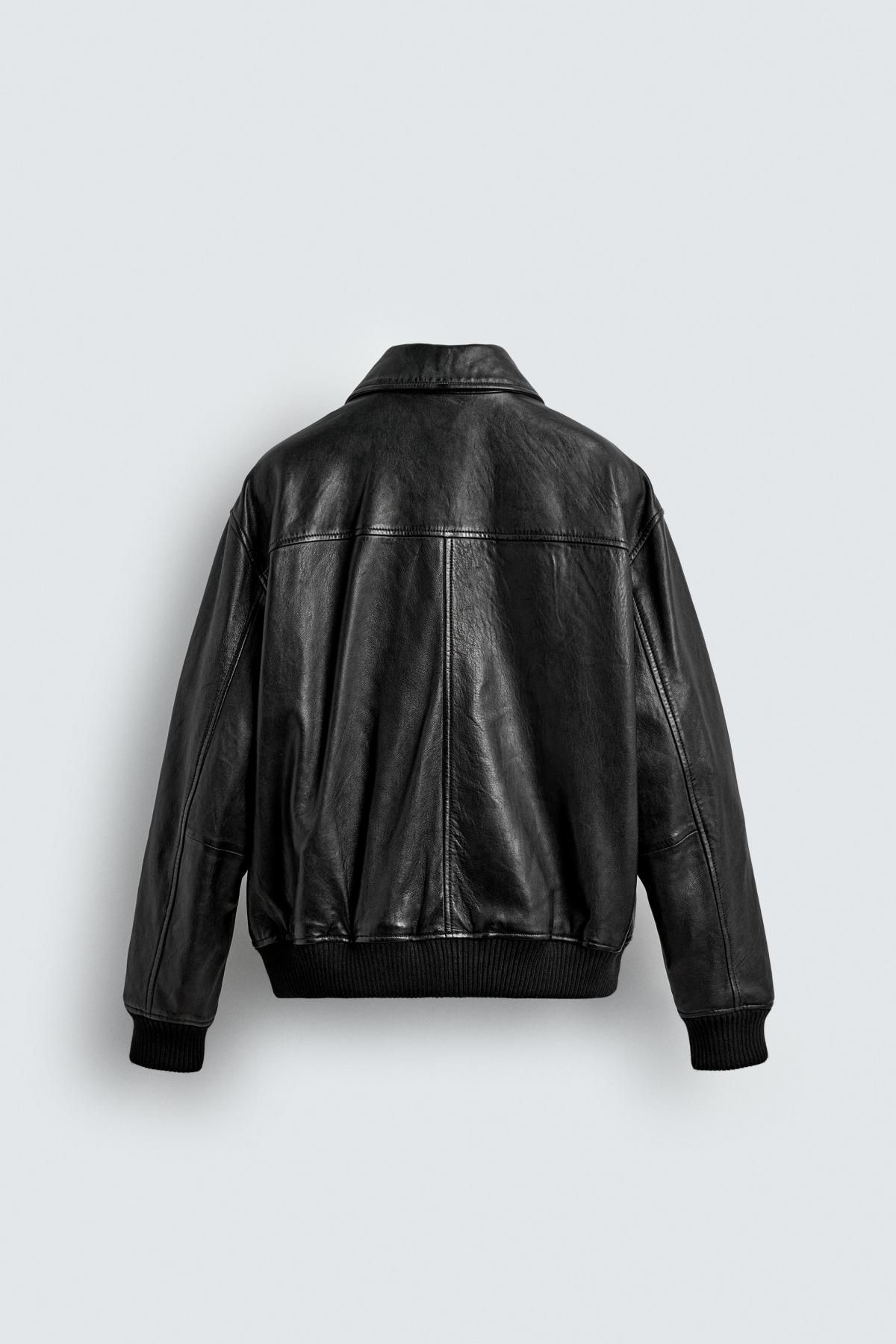 자라 테크니컬 오버핏 블랙 포켓 레더 재킷 5388/205 BLACK - 상세 이미지 2