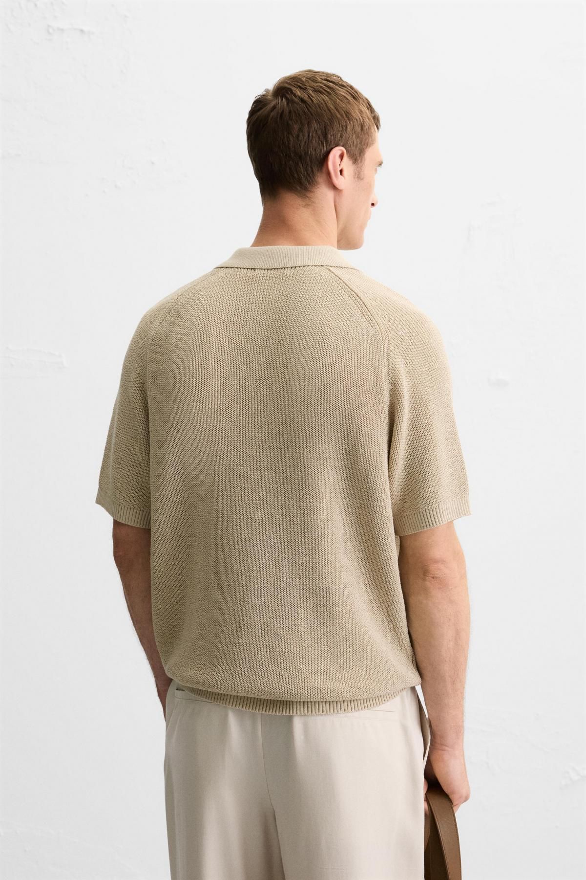 자라 텍스처 니트 반팔 폴로셔츠 6674/427 BEIGE - 상세 이미지 4