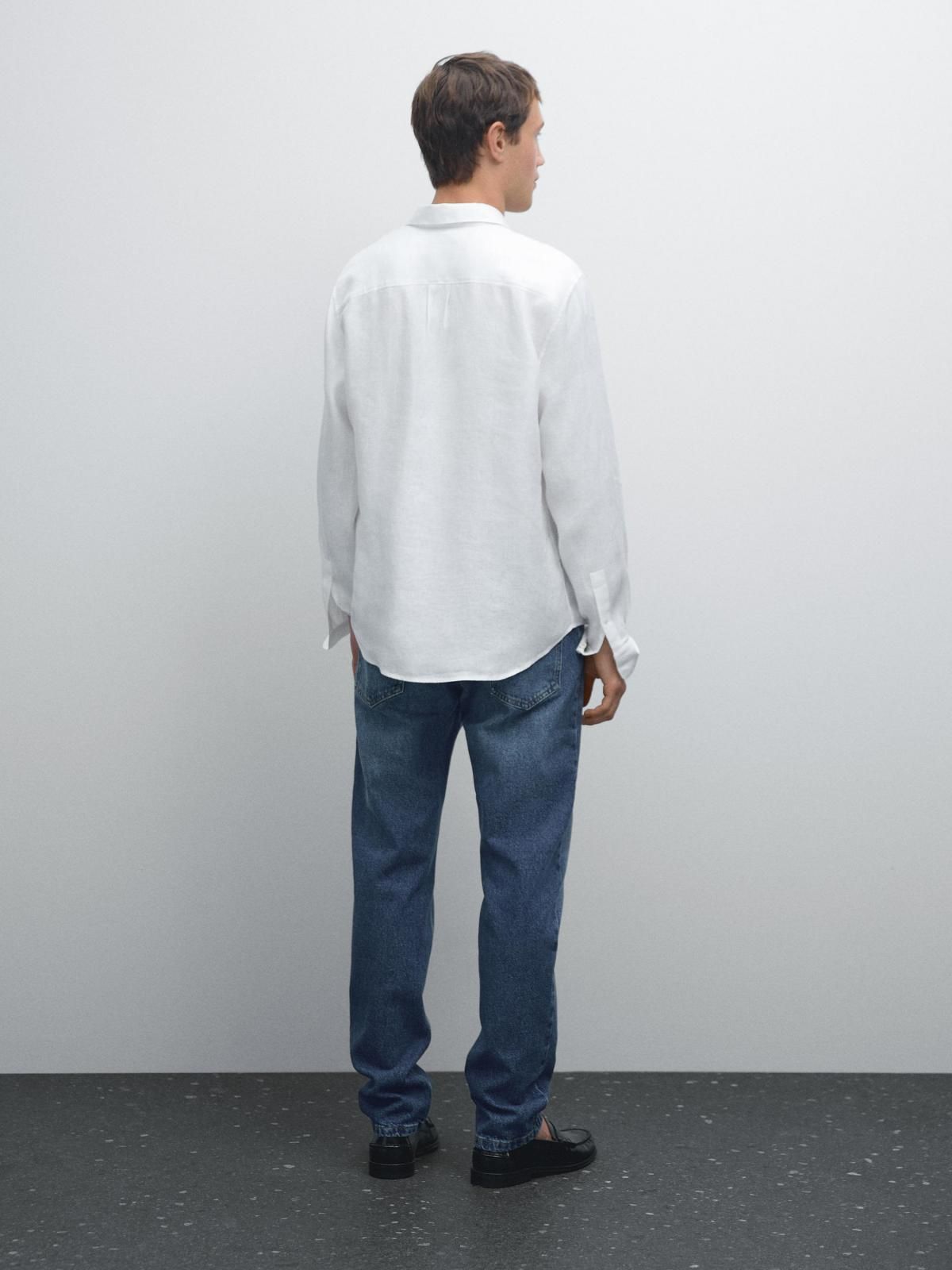 마시모두띠 린넨 라이트웨이트 레귤러핏 긴팔 셔츠 0175/722 WHITE - 상세 이미지 3
