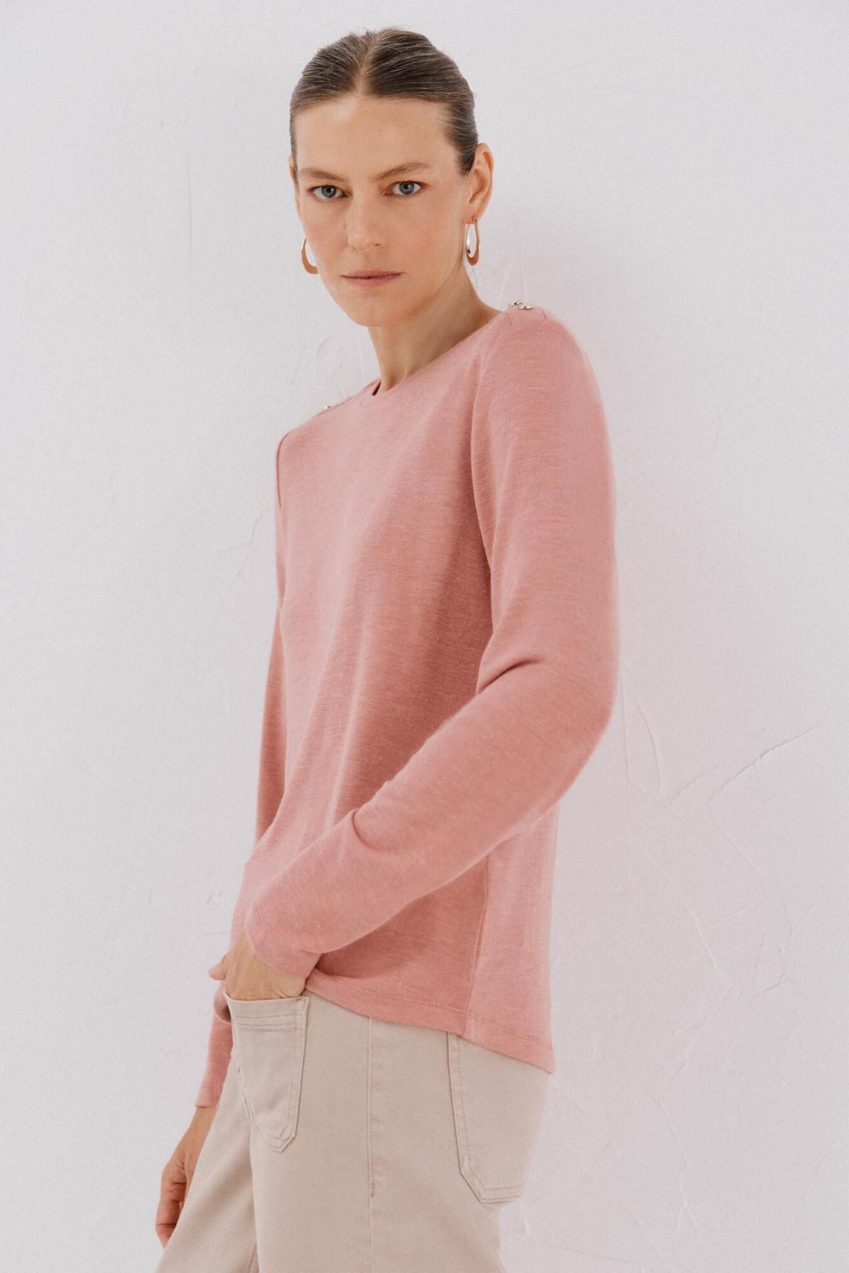 꼬르떼피엘 골드버튼 라운드넥 긴팔 베이직 티셔츠 6322482 ROSA - 상세 이미지 2