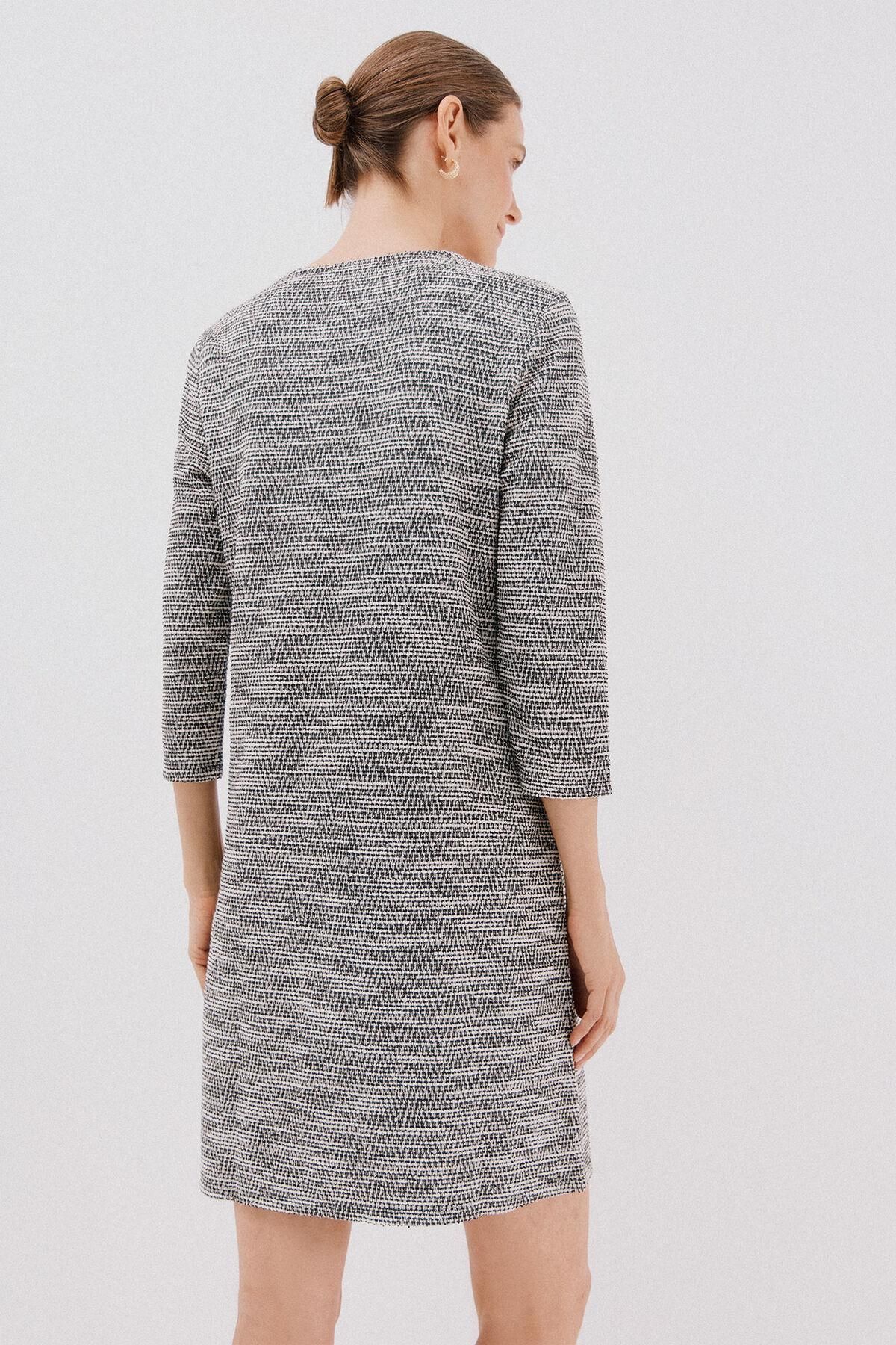 꼬르떼피엘 트위드 7부 소매 미니 원피스 5202682 ESTAMPADO BLANCO - 상세 이미지 3
