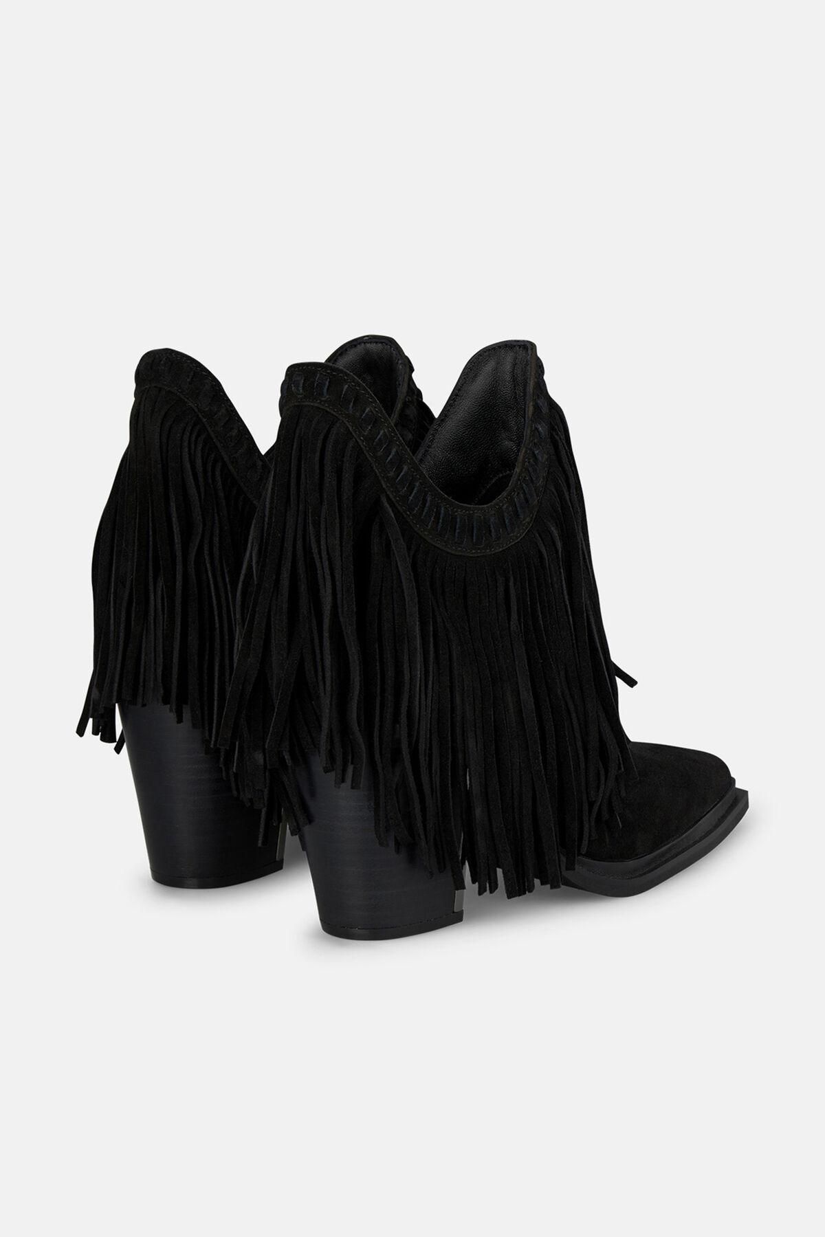 알마엔페나 프린지 청키힐 스웨이드 부츠 3892253 NEGRO - 상세 이미지 3
