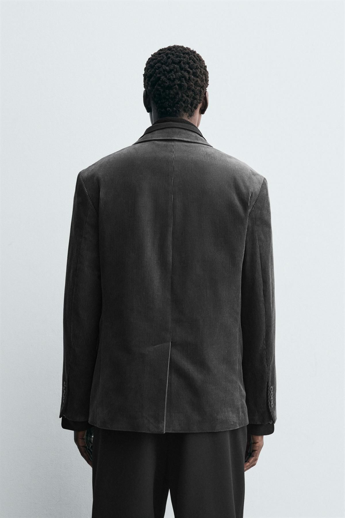 자라 테일러드 더블브레스트 코듀로이 블레이저 1169/728 ANTHRACITE GREY - 상세 이미지 4