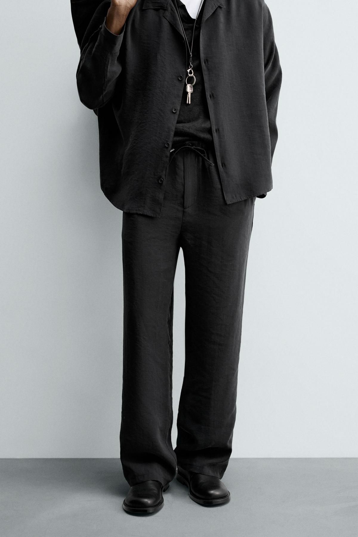 자라 모달 블렌드 릴랙스핏 와이드 팬츠 6726/029 BLACK - 상품 이미지