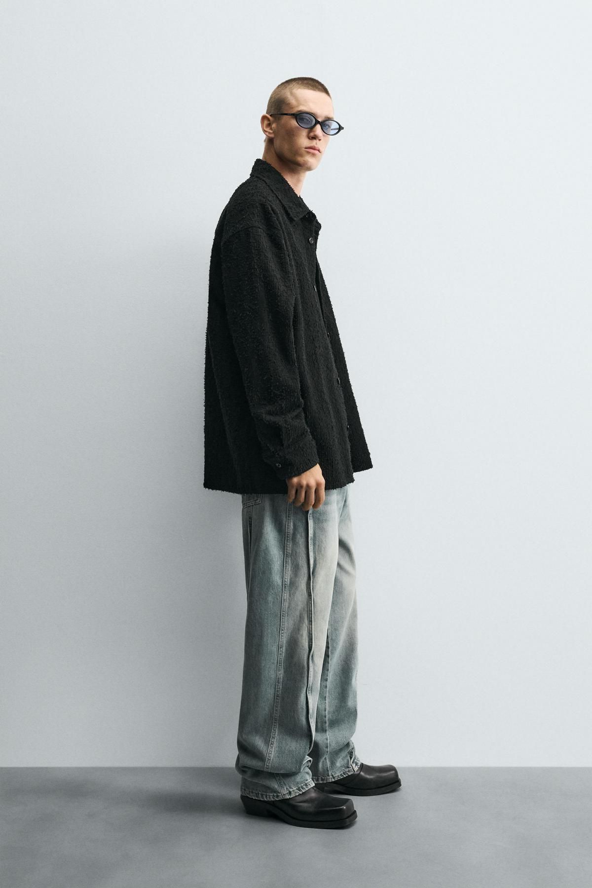 자라 테크니컬 배기핏 와이드 데님 청바지 0840/399 BLUE / GREEN - 상세 이미지 5
