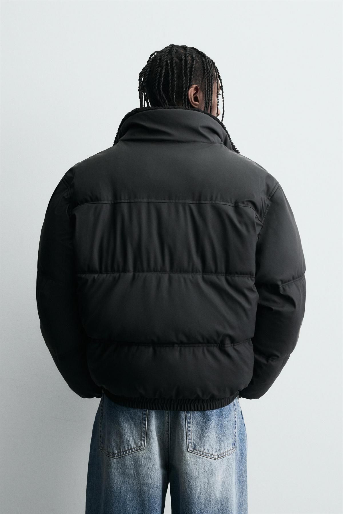 자라 테크니컬 러버라이즈 숏 패딩 점퍼 8281/492 BLACK - 상세 이미지 4