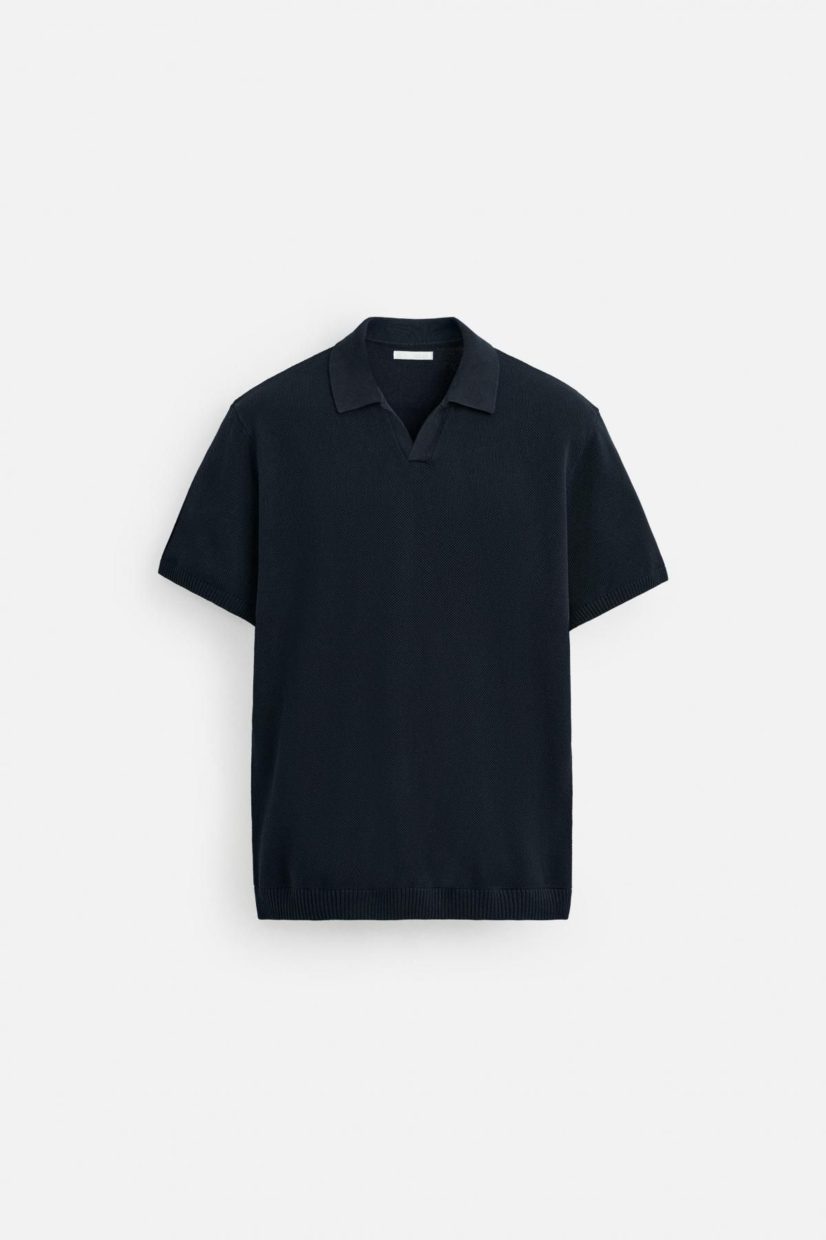 자라 텍스처 니트 폴로셔츠 3332/405 NAVY BLUE - 메인 이미지