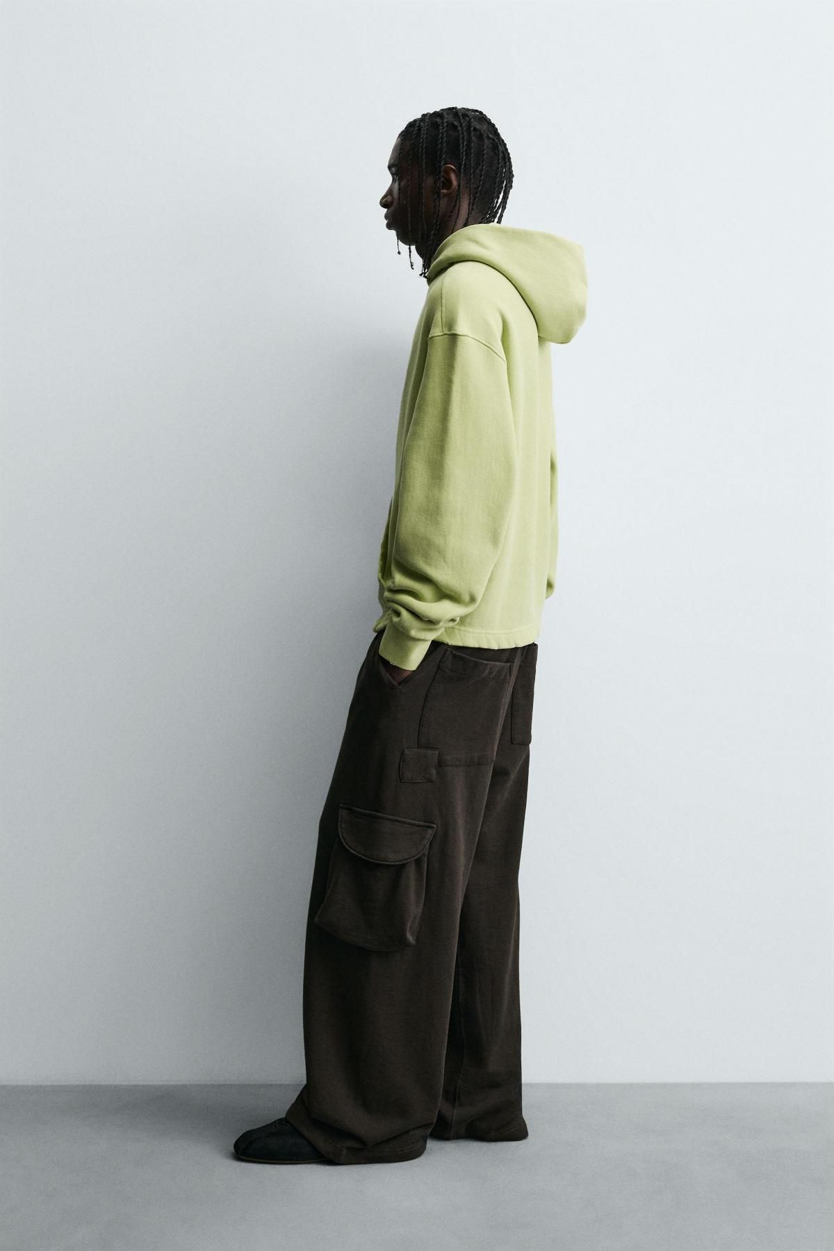 자라 워시드 크롭핏 후드 스웨트셔츠 4729/308 PISTACHIO GREEN - 상세 이미지 5