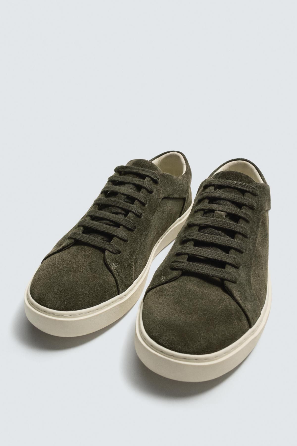 자라 프리미엄 레더 스웨이드 베이직 스니커즈 2228/720 KHAKI GREEN - 상세 이미지 2