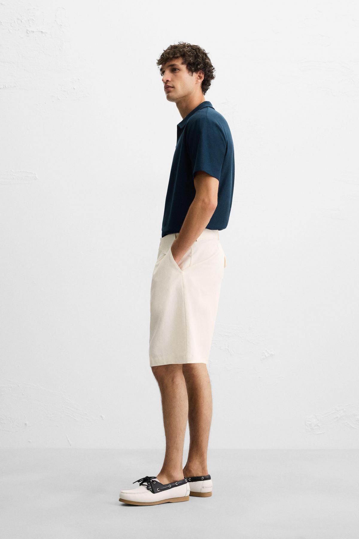 자라 텍스처 네이비 반팔 폴로셔츠 5372/301 NAVY BLUE - 상세 이미지 5