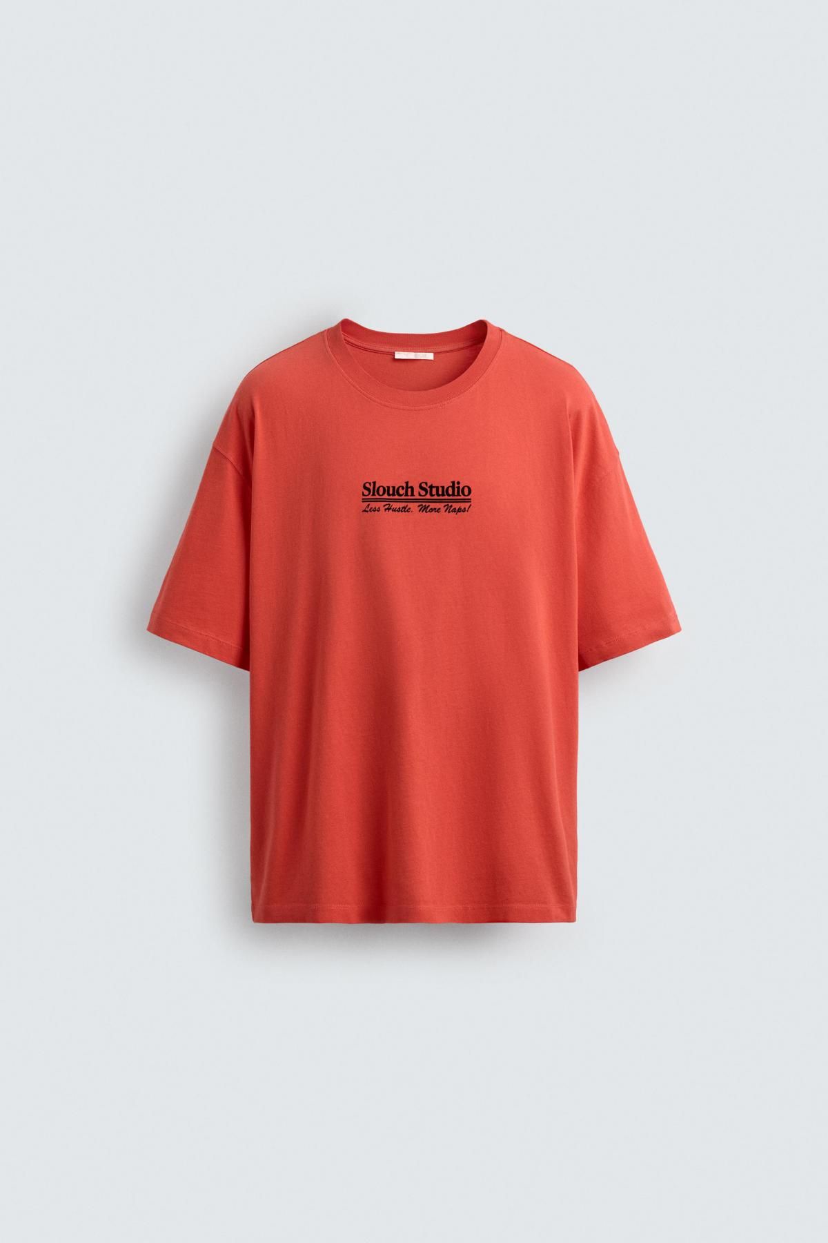 자라 스트리트 배색 프린트 반팔 티셔츠 6224/359 ORANGE - 메인 이미지